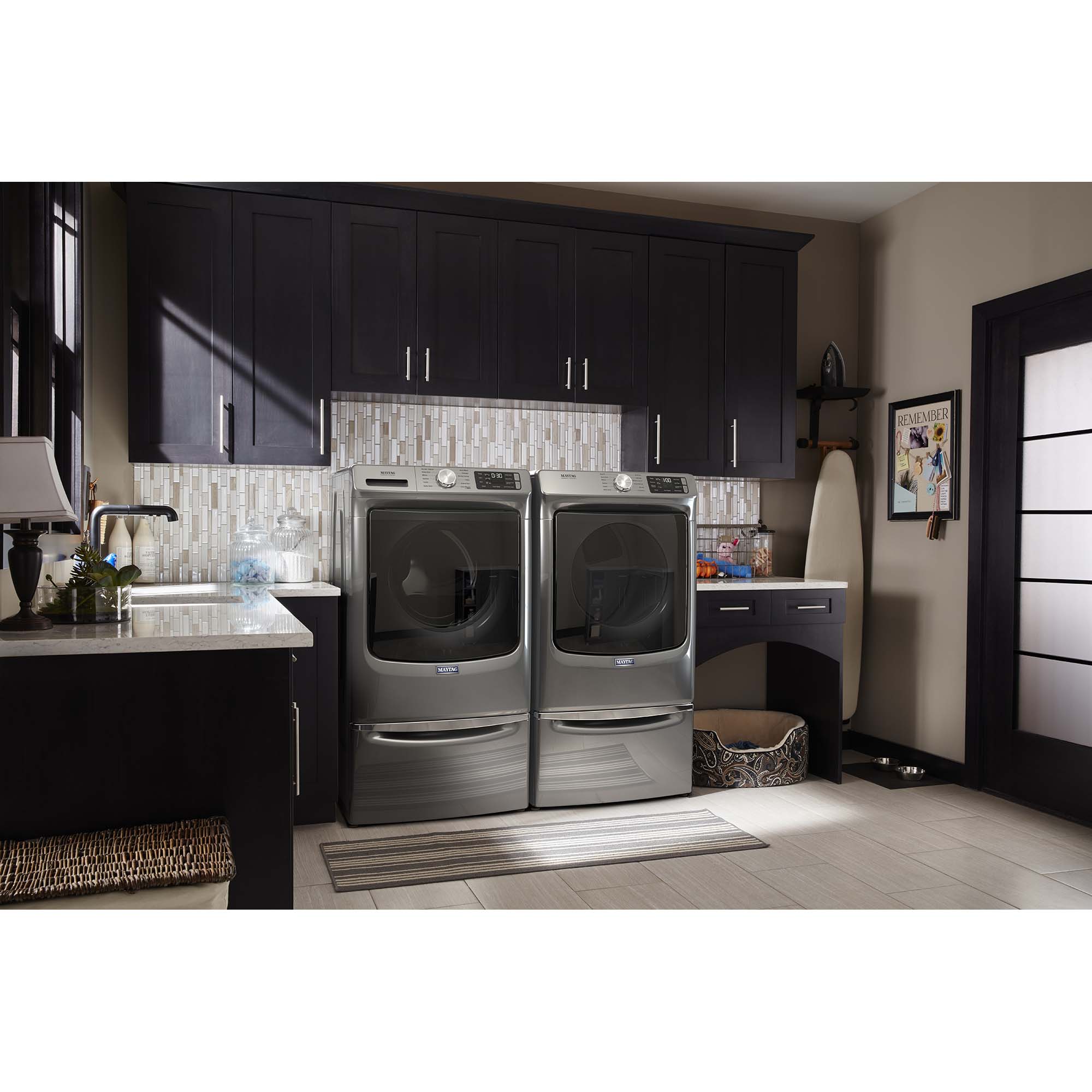 Maytag 27 in. 7.3 cu. ft. Stackable Electric Dryer with Extra Power, Sanitize, Steam & Quick Dry Cycle - Metallic Slate, Metallic Slate, hires