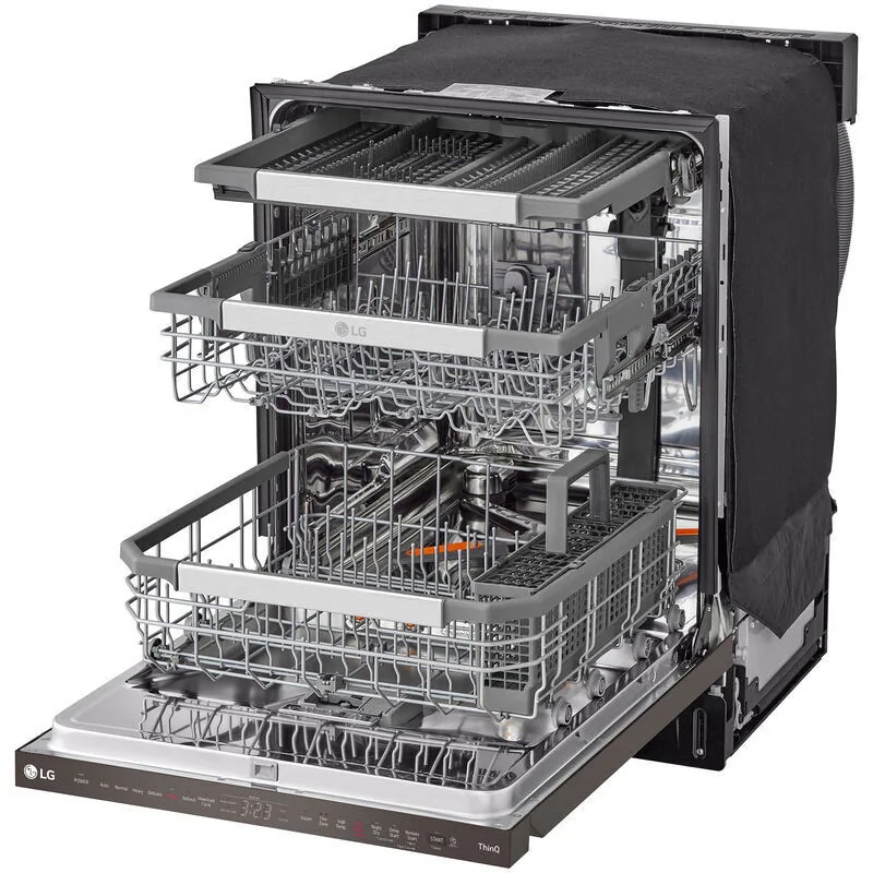 LG 24 in. Top Control Smart Dishwasher with 42 dBa Sound Level, 3rd-Rack, Dynamic Heat Dry & Pocket - PrintProof Black Stainless Steel, PrintProof Black Stainless Steel, hires