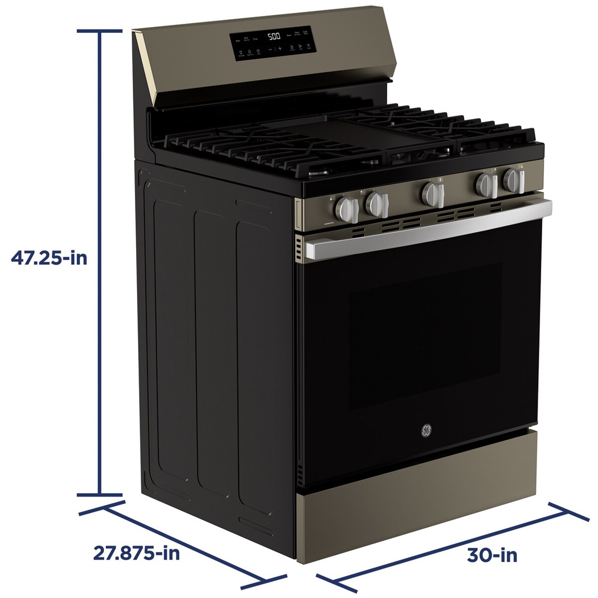 GE 500 Series 30 in. 5.3 cu. ft. Gas Range with 5 Sealed Burners & Griddle - Fingerprint Resistant Slate, , hires