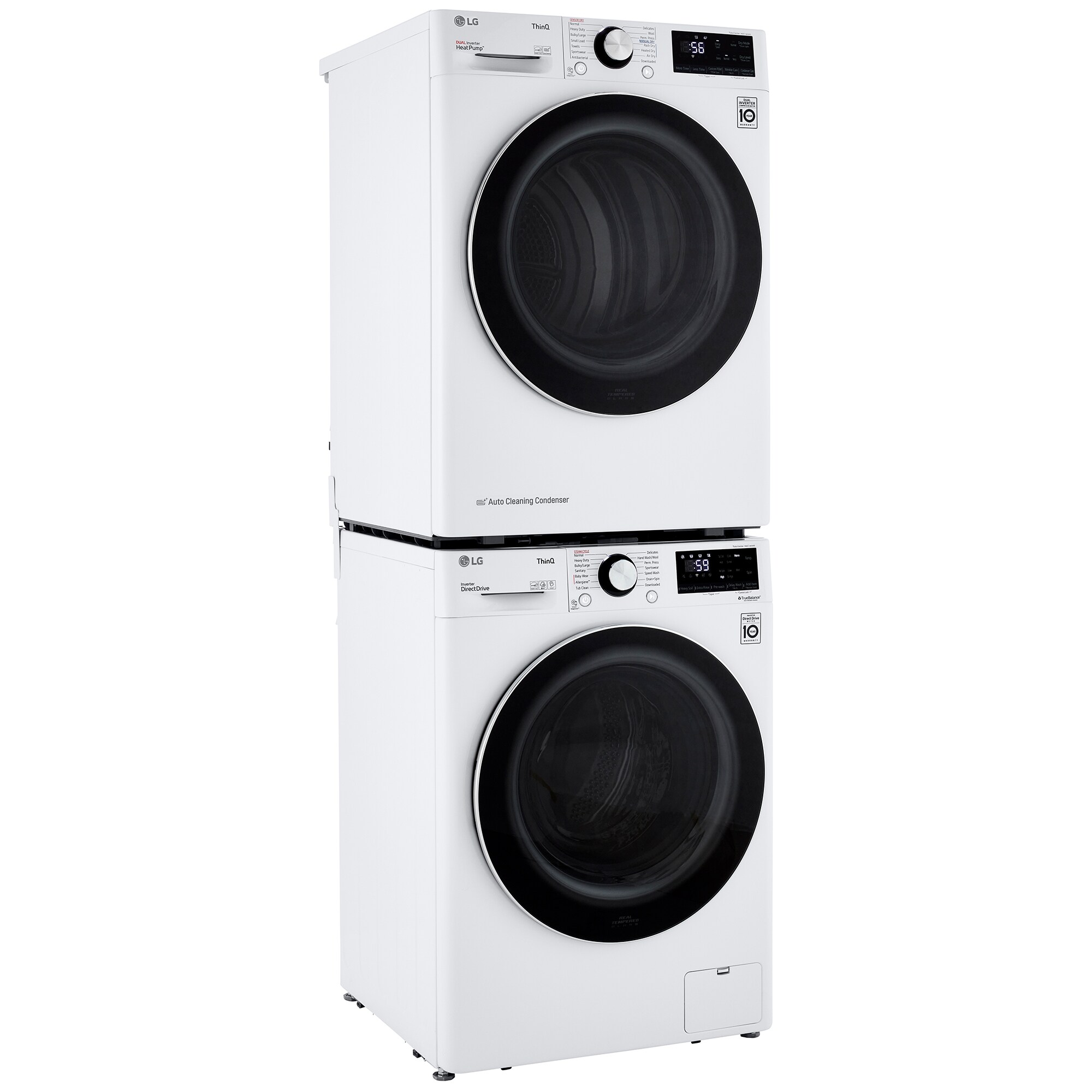 LG 24 in. 4.2 cu. ft. Smart Stackable Ventless Electric Dryer with Heat Pump, Sensor Dry & Sanitize Cycle - White, White, hires