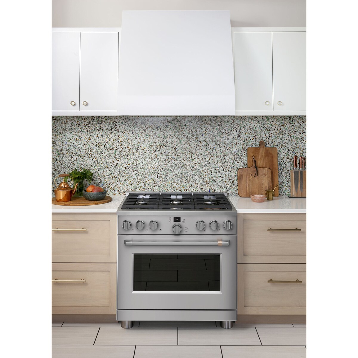 Cafe 36 in. 5.7 cu. ft. Smart Air Fry True European Convection Dual Fuel Range with 6 Sealed Burners - Stainless Steel, Stainless Steel, hires