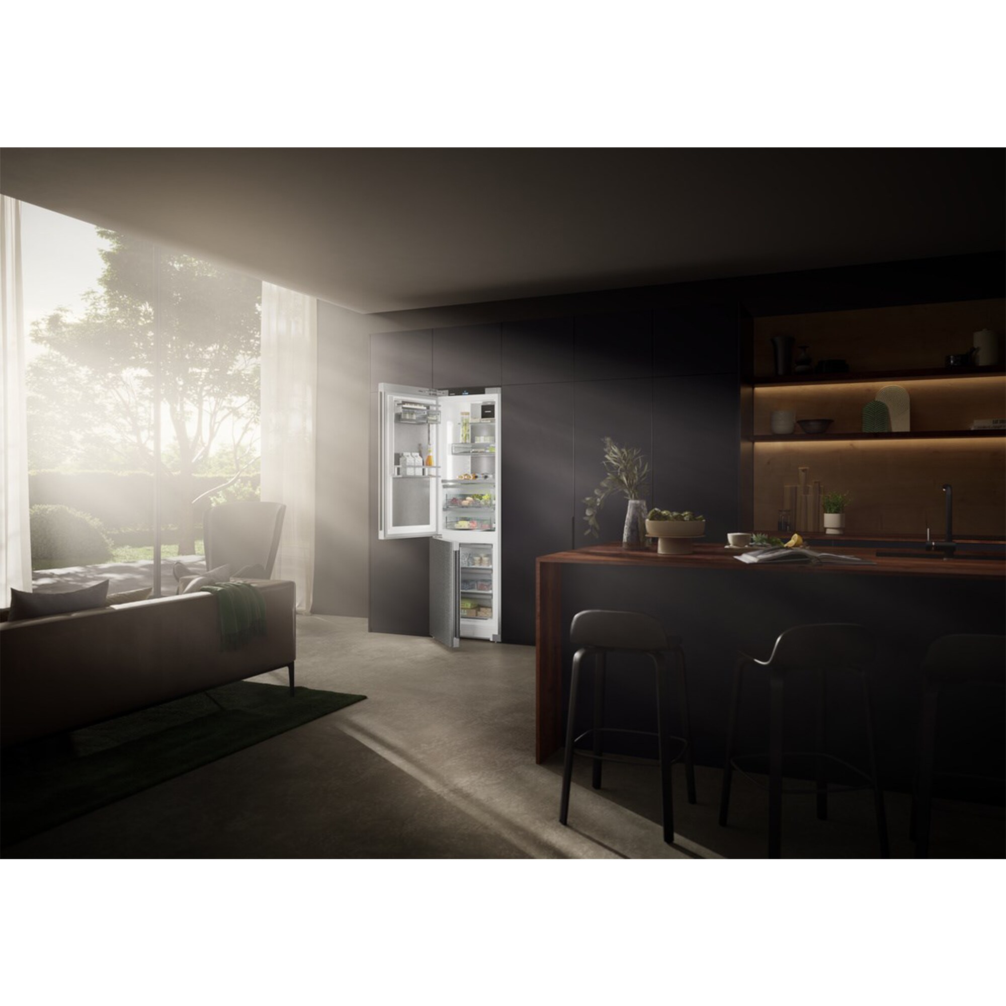 Liebherr Peak 24 in. 12.7 cu. ft. Smart Counter Depth Bottom Freezer Refrigerator with Ice Maker - Stainless Steel, , hires