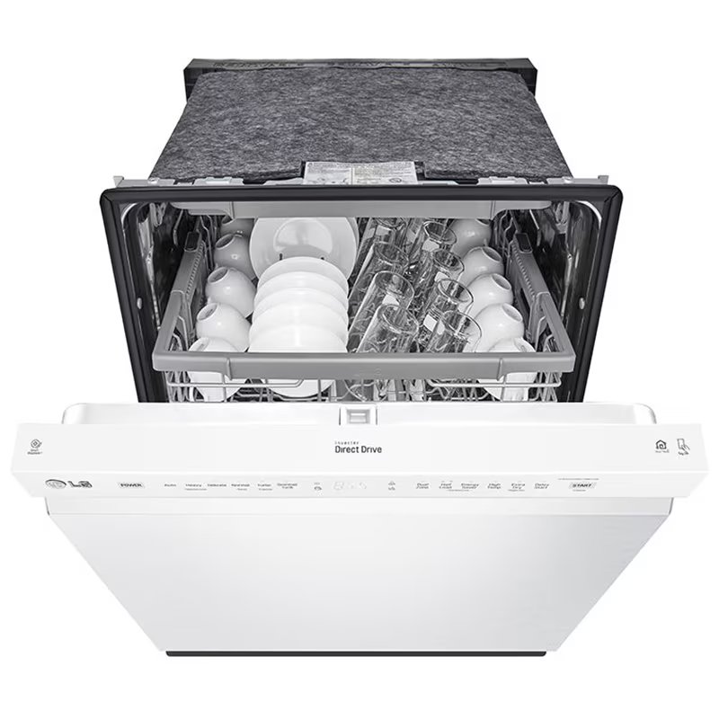 LG 24 in. Front Control Dishwasher with 48 dBa Sound Level, 3rd-Rack, Dynamic Dry & Pocket - White, White, hires