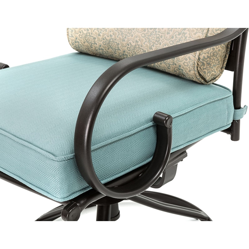 Hanover Montclair 7-Piece Dining Set with 6 Swivel Rockers - Ocean Blue, , hires