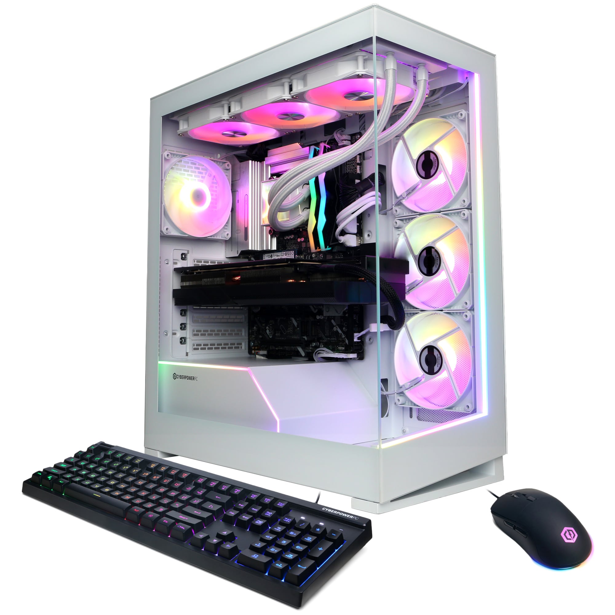 CyberPowerPC Gaming Desktop with Intel Core Ultra 9 285K, 3.7 GHz, 24-Core CPU, NVIDIA GeForce RTX 5090, 32GB VRAM GPU, 64 GB RAM, 4 TB SSD & Windows 11 Home - White, , hires