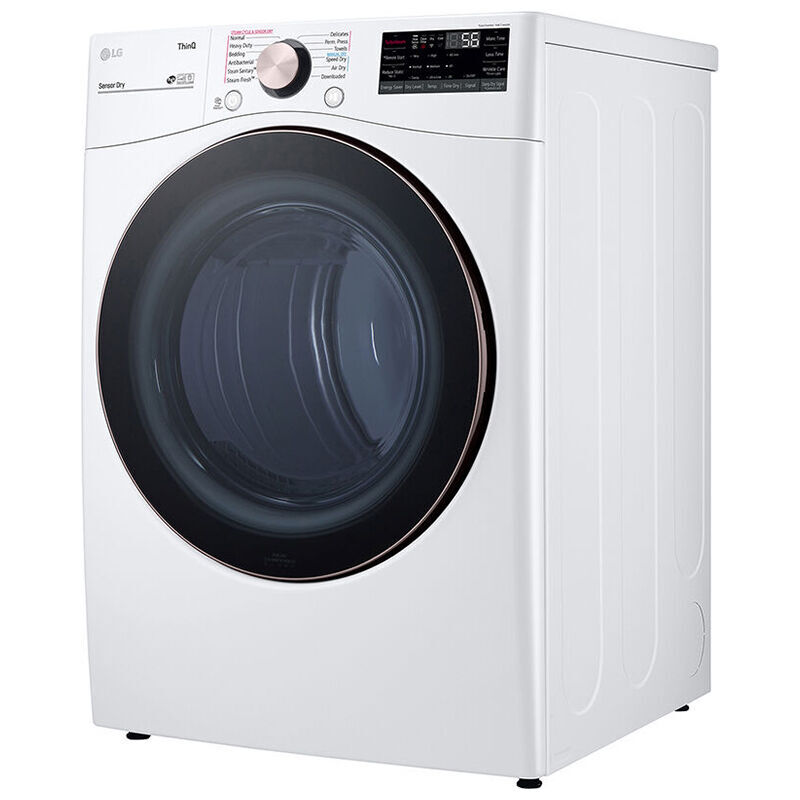 LG 27 in. 7.4 cu. ft. Smart Stackable Round-Door Electric Dryer with Built-In Intelligence, Sensor Dry, Turbo Steam, Sanitize & Steam Cycle - White, White, hires
