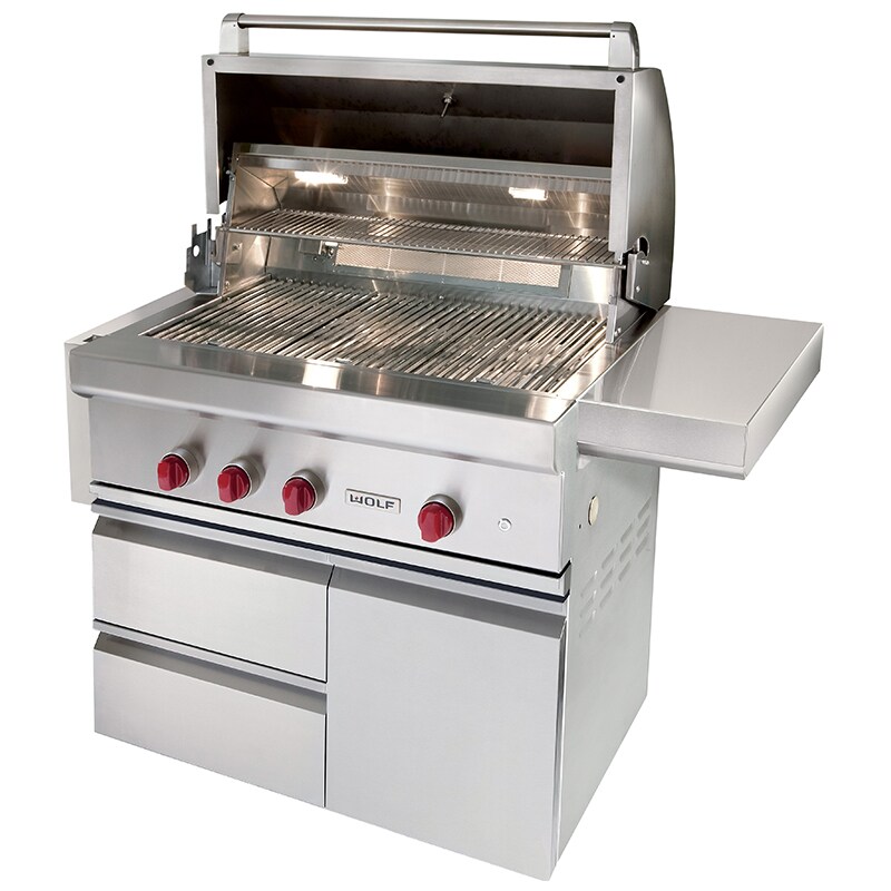 Wolf 36 in. 3-Burner Built-In Liquid Propane Gas Grill with Rotisserie, Sear Burner & Smoker Box - Stainless Steel, , hires