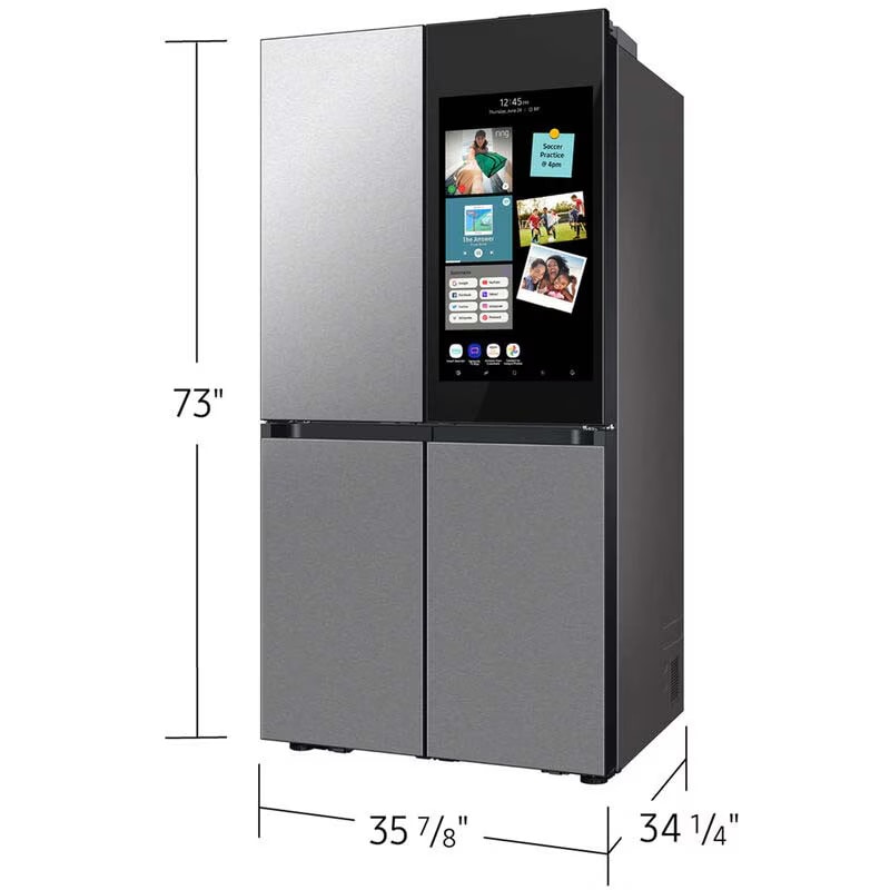 Samsung Bespoke 36 in. 28.6 cu. ft. Smart 4-Door French Door Refrigerator with Internal Water Dispenser - Fingerprint Resistant Stainless, Fingerprint Resistant Stainless, hires