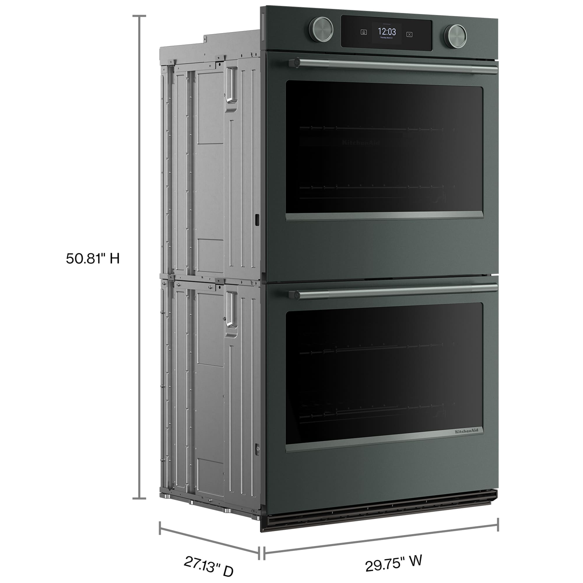KitchenAid 30 in. 10.0 cu. ft. Smart Top Control Steam Electric Double Wall Oven with True European Convection - Juniper, , hires