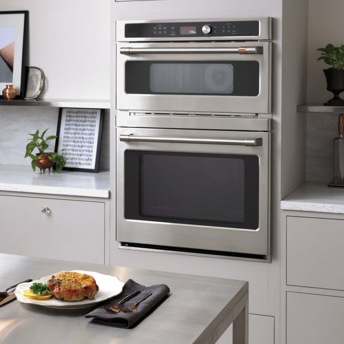 Cafe 30 in. 6.7 cu. ft. Speed Electric Microwave/Wall Oven Combo with True European Convection & Sensor Cooking - Stainless Steel, , hires