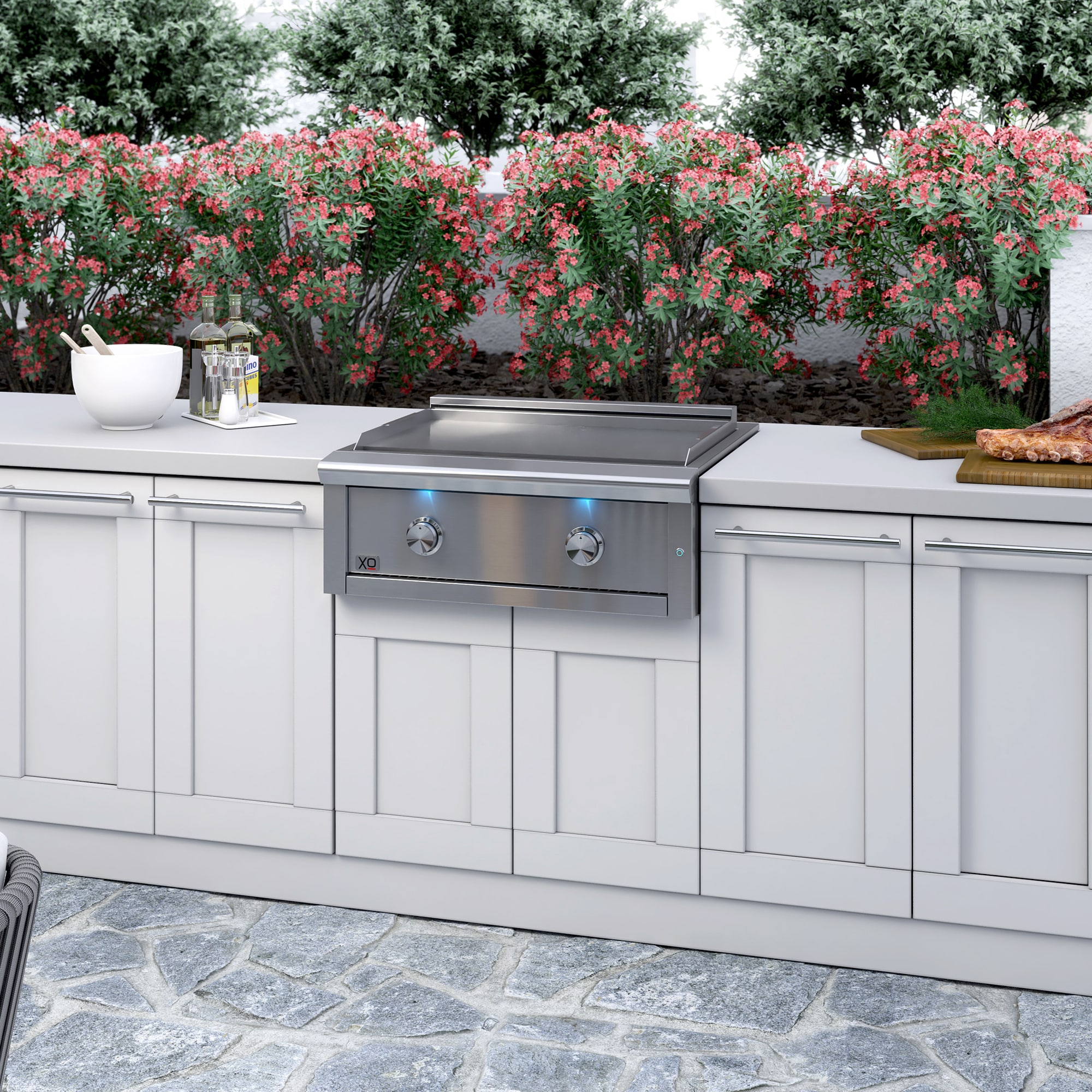 XO Pro-Grade 30 in. 2-Burner Built-In Liquid Propane Gas Flat Top Griddle with 495 sq. in. Cooking Surface - Stainless Steel, , hires