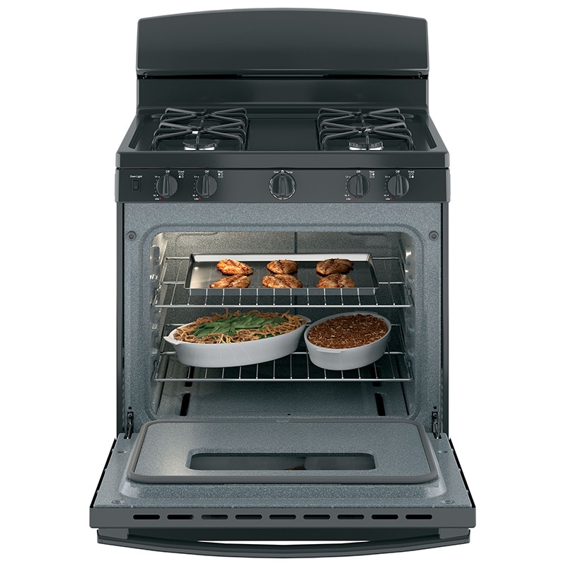 GE 30 in. 4.8 cu. ft. Gas Range with 4 Sealed Burners - Black, Black, hires