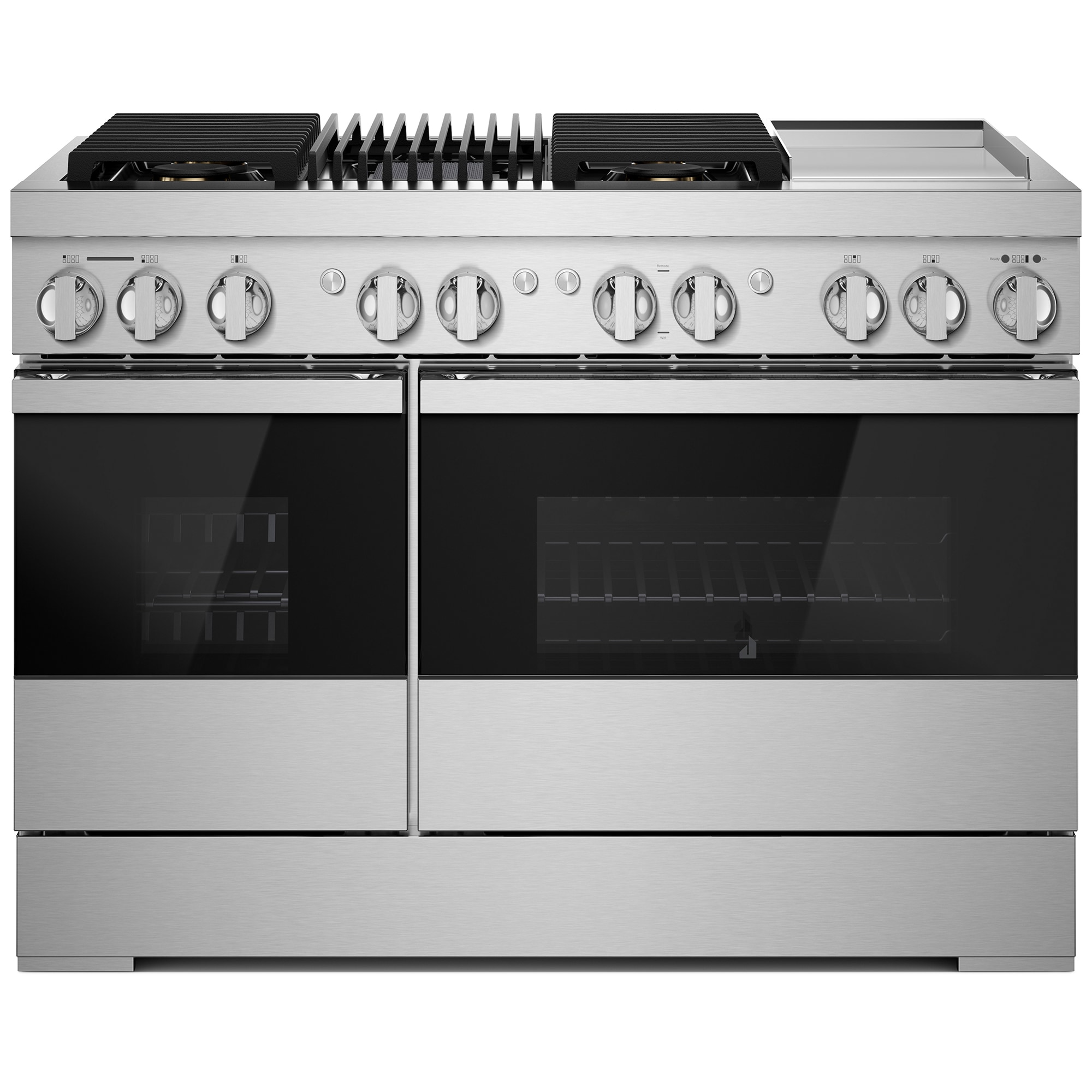 JennAir Noir Series 48 in. 6.3 cu. ft. Smart True European Convection Double Oven Dual Fuel Range with 4 Sealed Burners, Grill & Griddle - Stainless Steel, , hires
