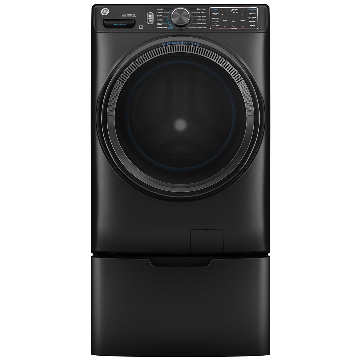 GE 28 in. 5.0 cu. ft. Smart Stackable Front Load Washer with OdorBlock, Sanitize Cycle & Steam Cycle - Carbon Graphite, Carbon Graphite, hires