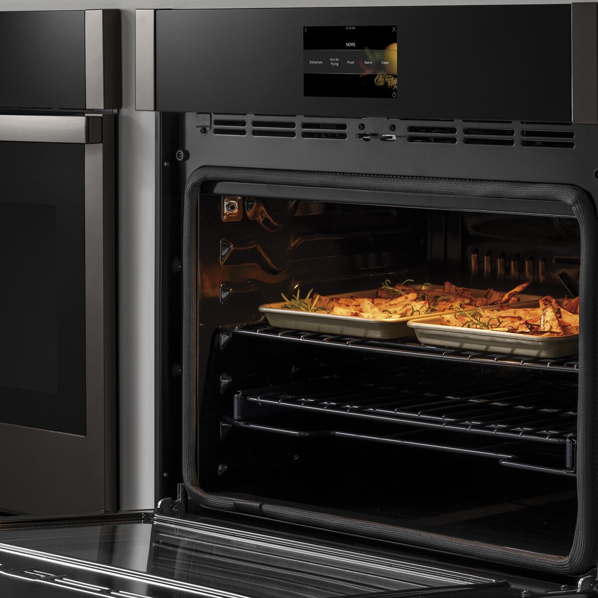 GE Profile 30 in. 10 cu. ft. Smart Top Control Electric Double Wall Oven with True European Convection - Fingerprint resistant Black Stainless, Fingerprint Resistant Black Stainless, hires