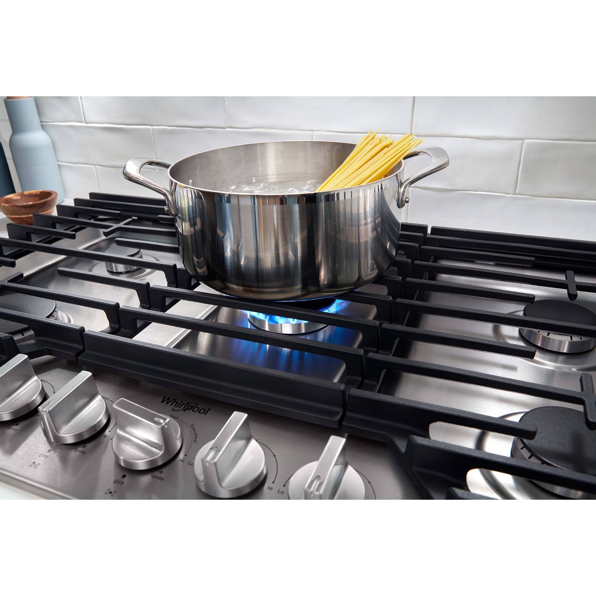 Whirlpool 30 in. 5-Burner Natural Gas Cooktop with Simmer Burner & Power Burner - Stainless Steel, , hires