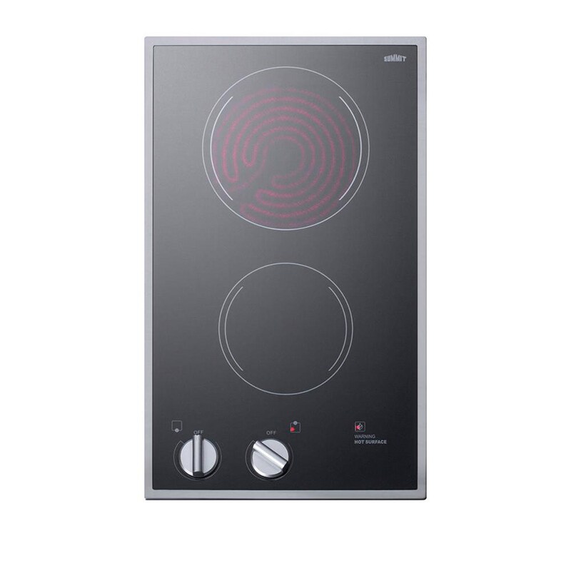 Summit 12 in. 2-Burner Electric Cooktop - Black Glass, , hires