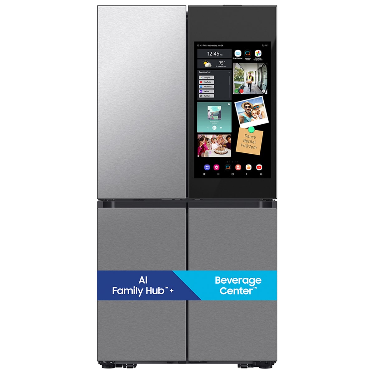 Samsung Bespoke 36 in. 28.6 cu. ft. Smart 4-Door French Door Refrigerator with Internal Water Dispenser - Fingerprint Resistant Stainless, Fingerprint Resistant Stainless, hires