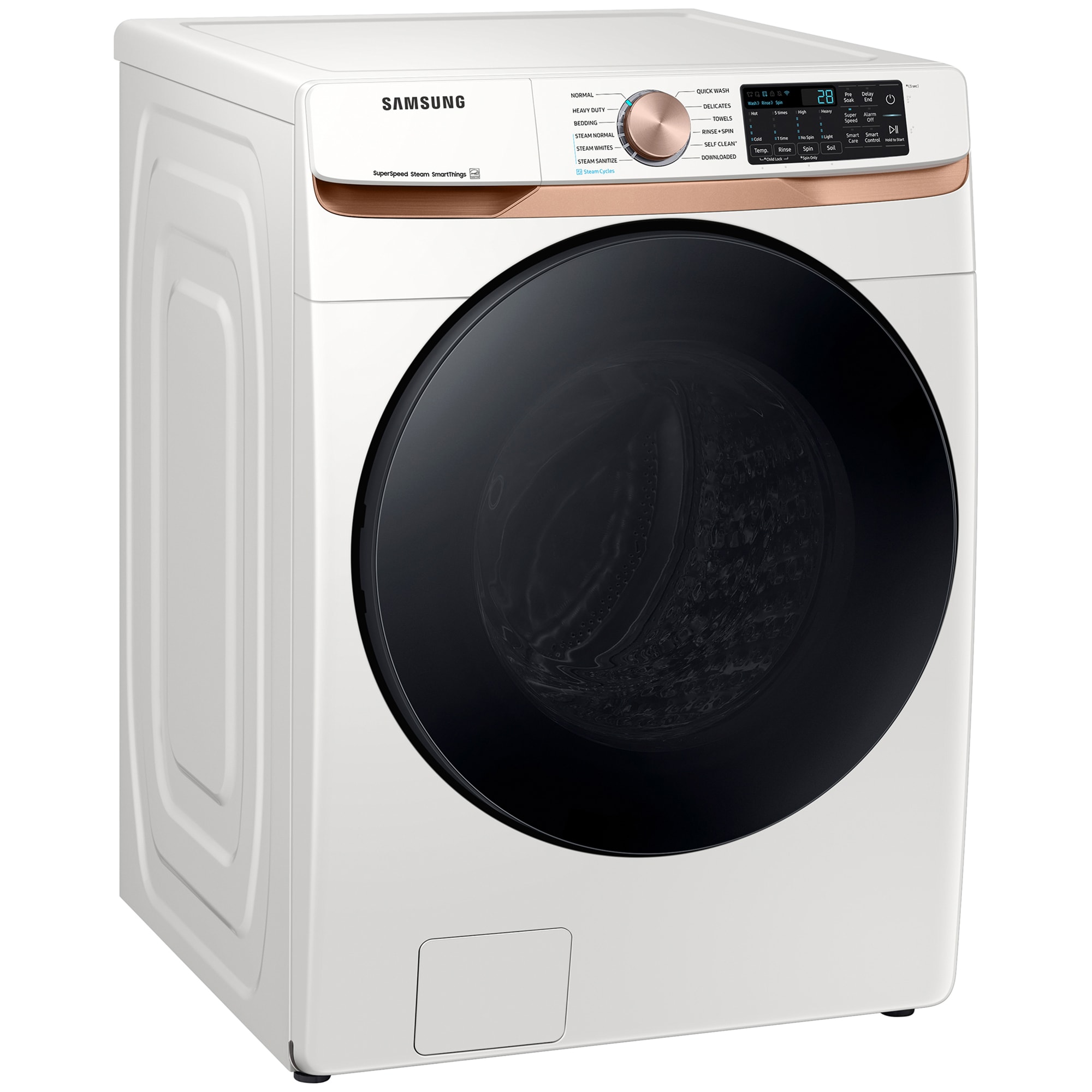 Samsung 27 in. 5.0 cu. ft. Smart Front Loading Washer with 23 Wash Programs, 9 Wash Options & Sanitize Cycle - Ivory, Ivory, hires