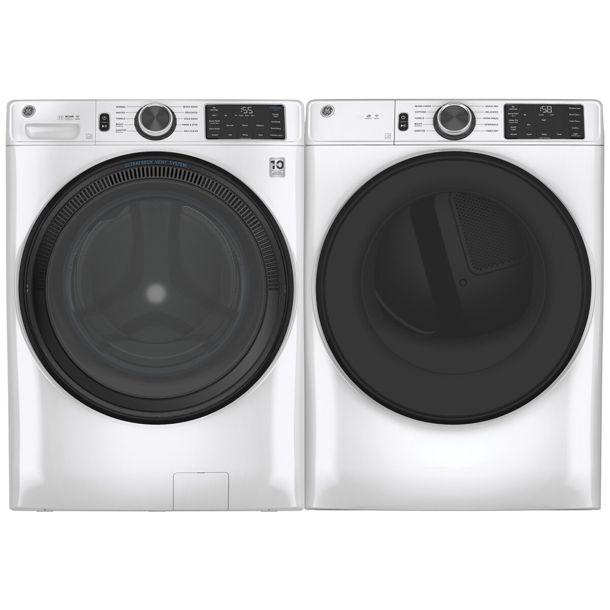 GE 28 in. 7.8 cu. ft. Smart Stackable Gas Dryer with Sanitize Cycle & Sensor Dry - White, White, hires