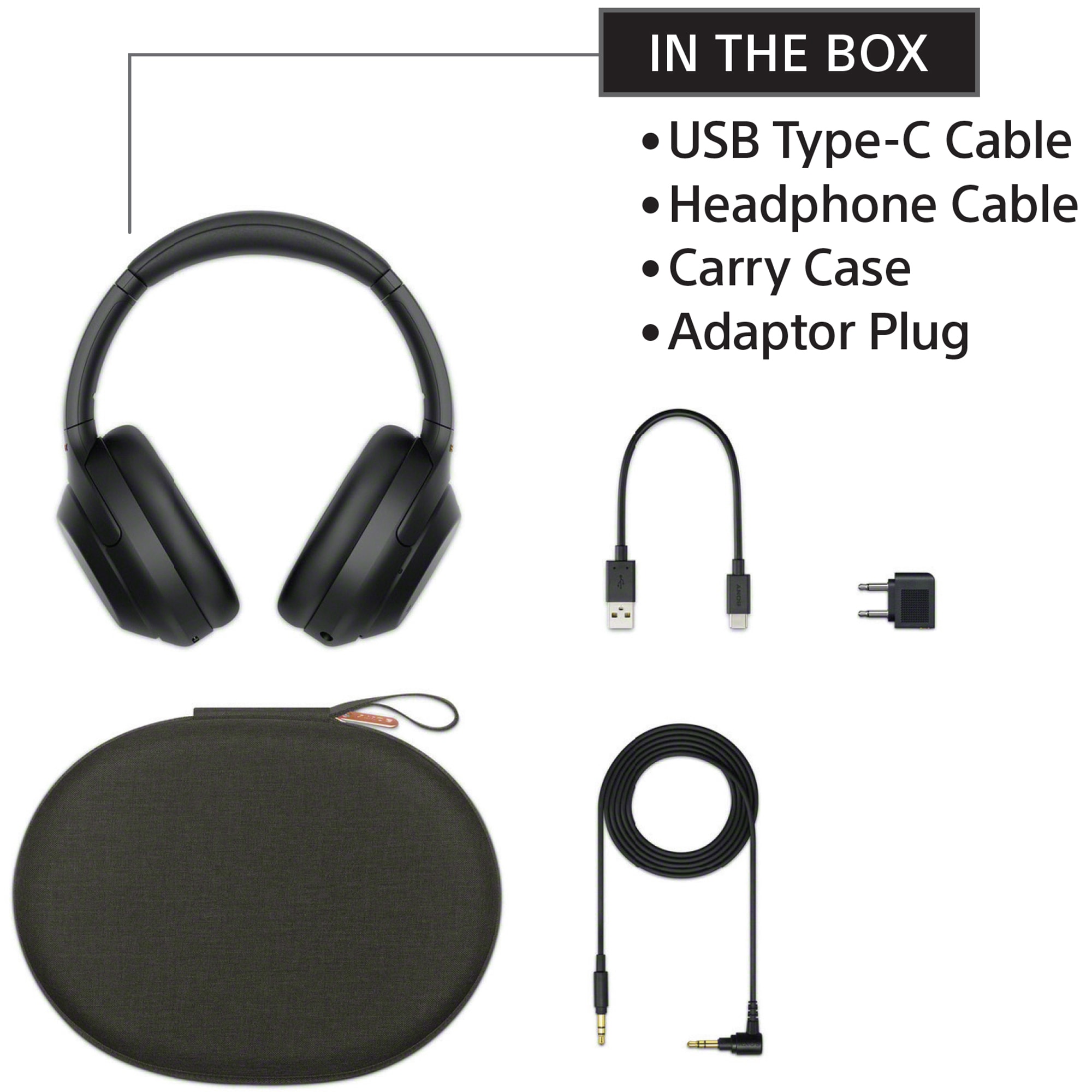 Sony - WH-1000XM4 Wireless Noise-Cancelling Over-the-Ear Headphones - Black, , hires