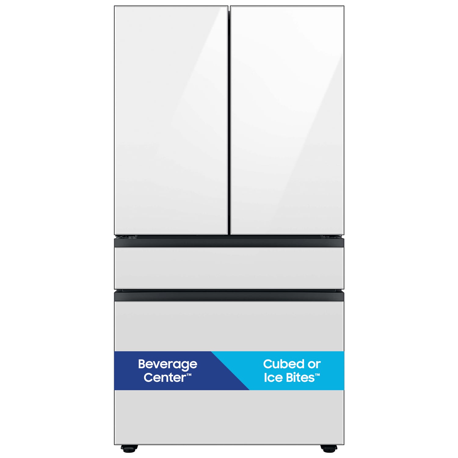Samsung Bespoke 36 in. 28.8 cu. ft. Smart 4-Door French Door Refrigerator with Internal Water Dispenser - White Glass, White Glass, hires
