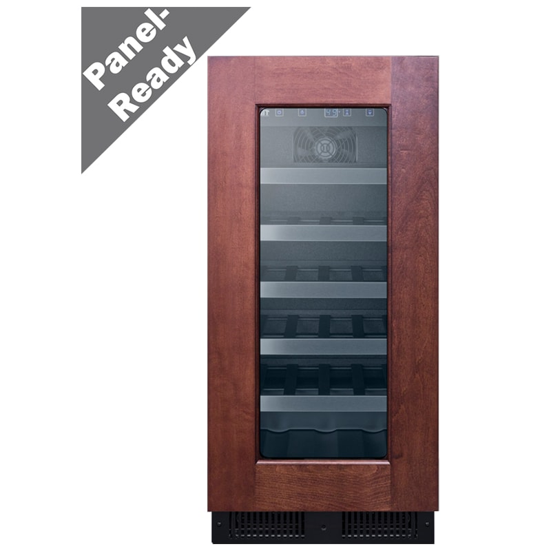 Summit 15 in. Undercounter Wine Cooler with Wood Racks, Single Temperature Zone & 23-Bottle Capacity - Custom Panel Ready, , hires