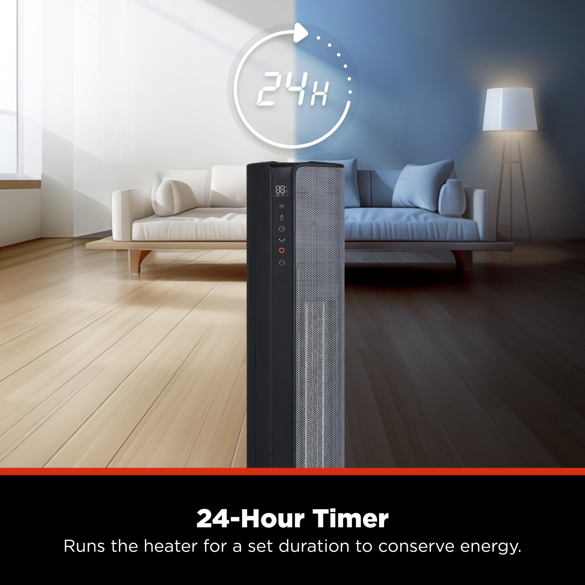 Pelonis 1500 W Oscillating Ceramic Space Heater with 3 Heat Settings & Overheat Safety Shut-Off - Black with Silver, , hires