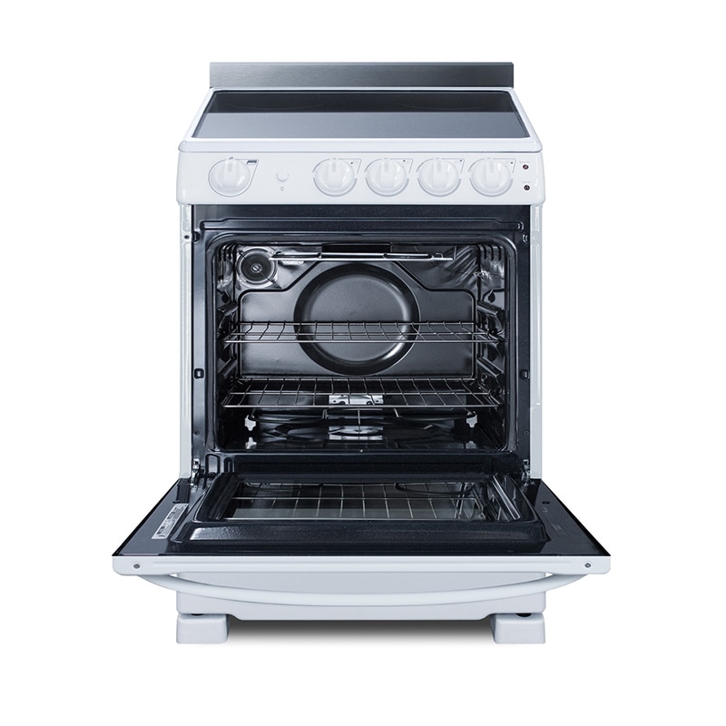 Summit White Pearl Series 24 in. 2.9 cu. ft. Slide-In Electric Range with Smoothtop Burners - White, , hires