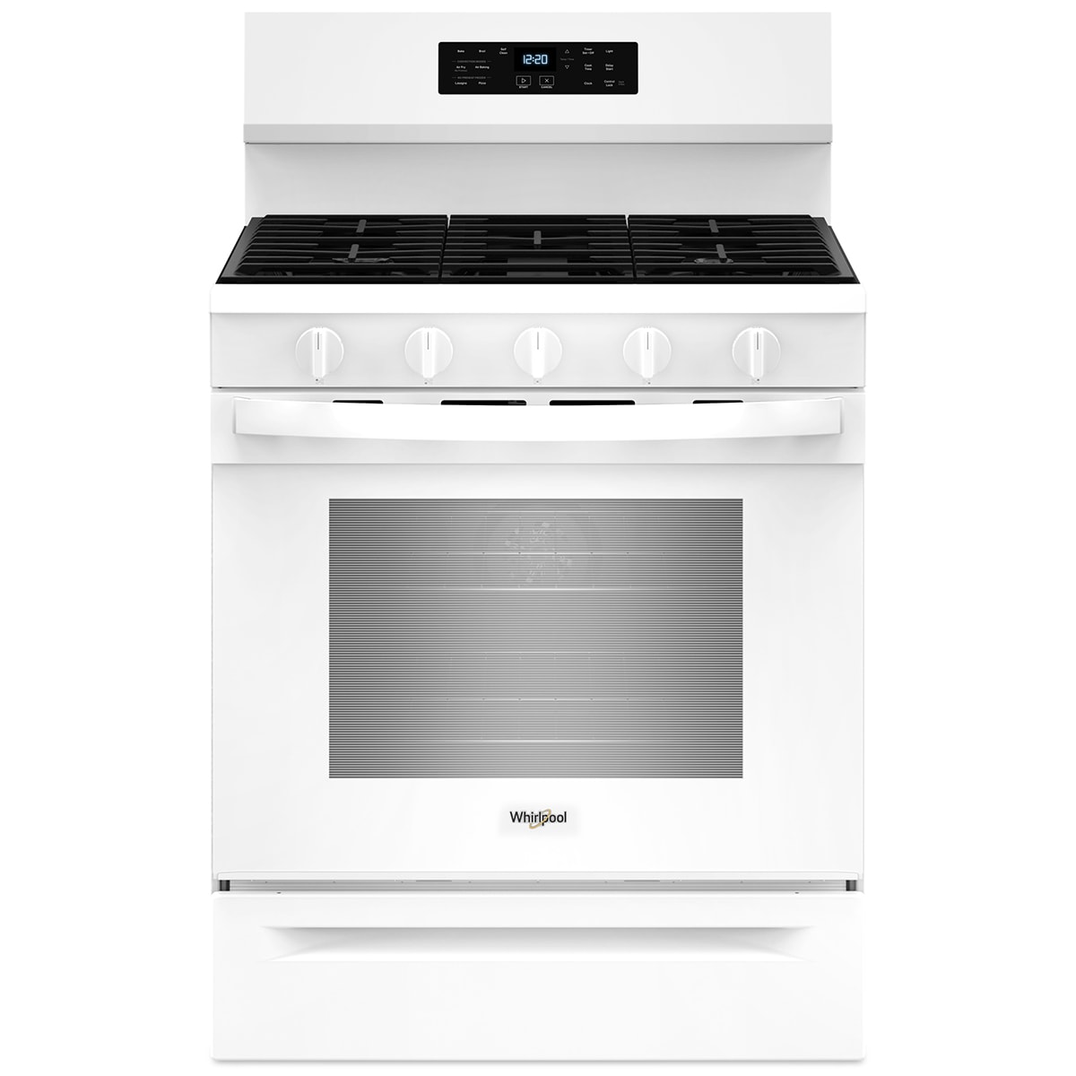 Whirlpool 30 in. 5 cu. ft. Air Fry Standard Convection Gas Range with 5 Sealed Burners - White, White, hires