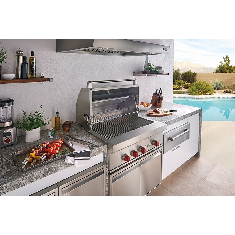 Wolf 36 in. 3-Burner Built-In Liquid Propane Gas Grill with Rotisserie, Sear Burner & Smoker Box - Stainless Steel, , hires