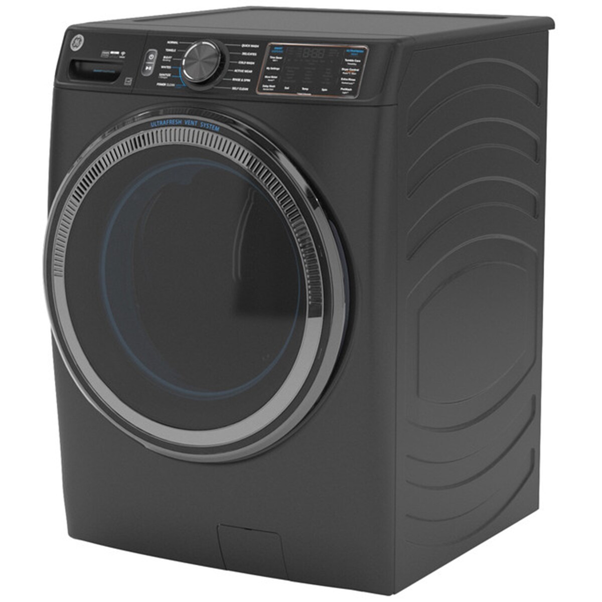 GE 28 in. 5.0 cu. ft. Smart Stackable Front Load Washer with OdorBlock, Sanitize Cycle & Steam Cycle - Carbon Graphite, Carbon Graphite, hires