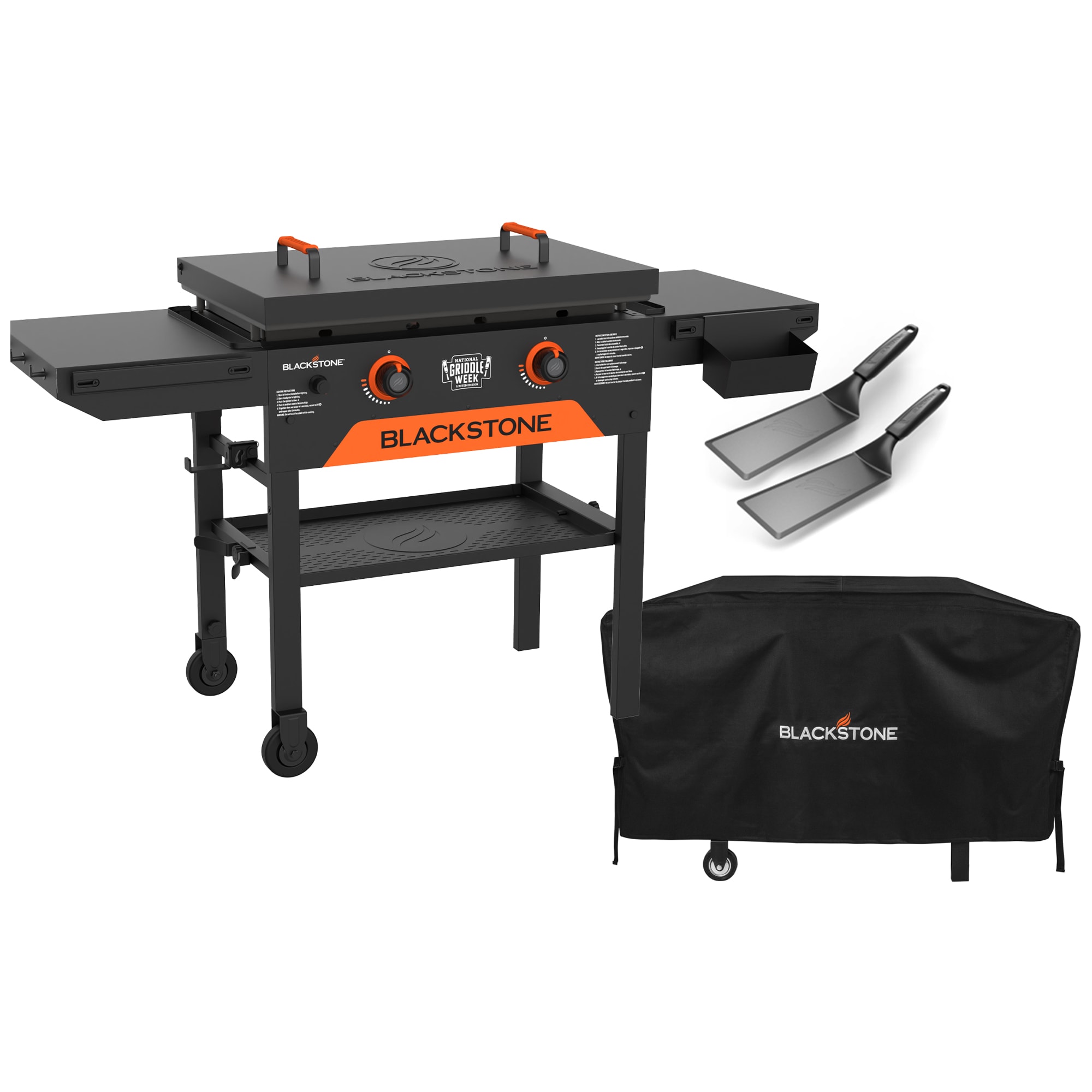 Blackstone Omnivore Limited Edition 28 in. 2-Burner Liquid Propane Gas Flat Top Griddle with Side Tables and 524 sq. in. Cooking Surface - Black, , hires