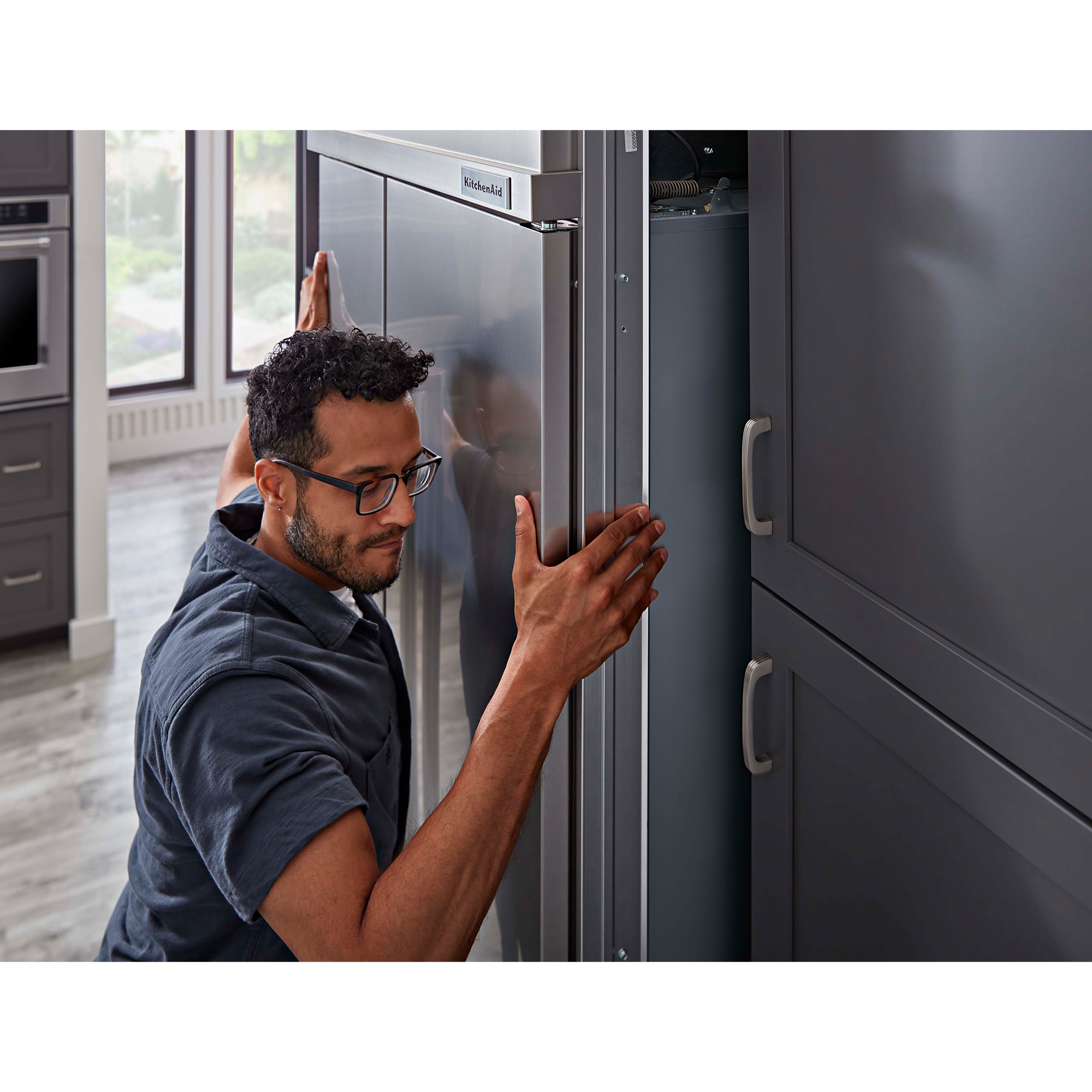 KitchenAid 42 in. 25.5 cu. ft. Built-In Counter Depth Side by Side Refrigerator with Ice Maker - Custom Panel Ready, , hires