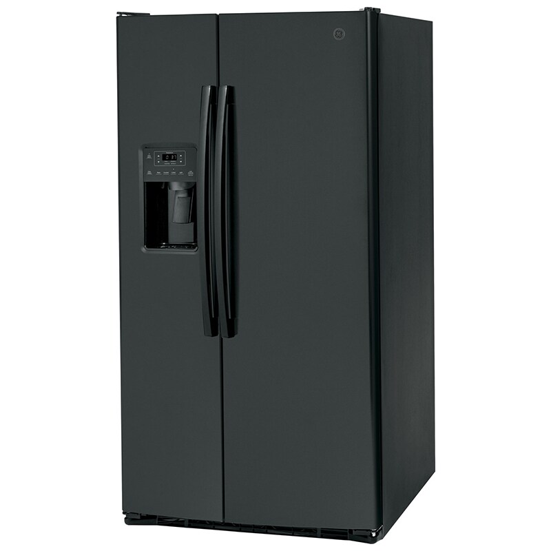 GE 36 in. 25.3 cu. ft. Side by Side Refrigerator with Ice & Water Dispenser - Black, Black, hires