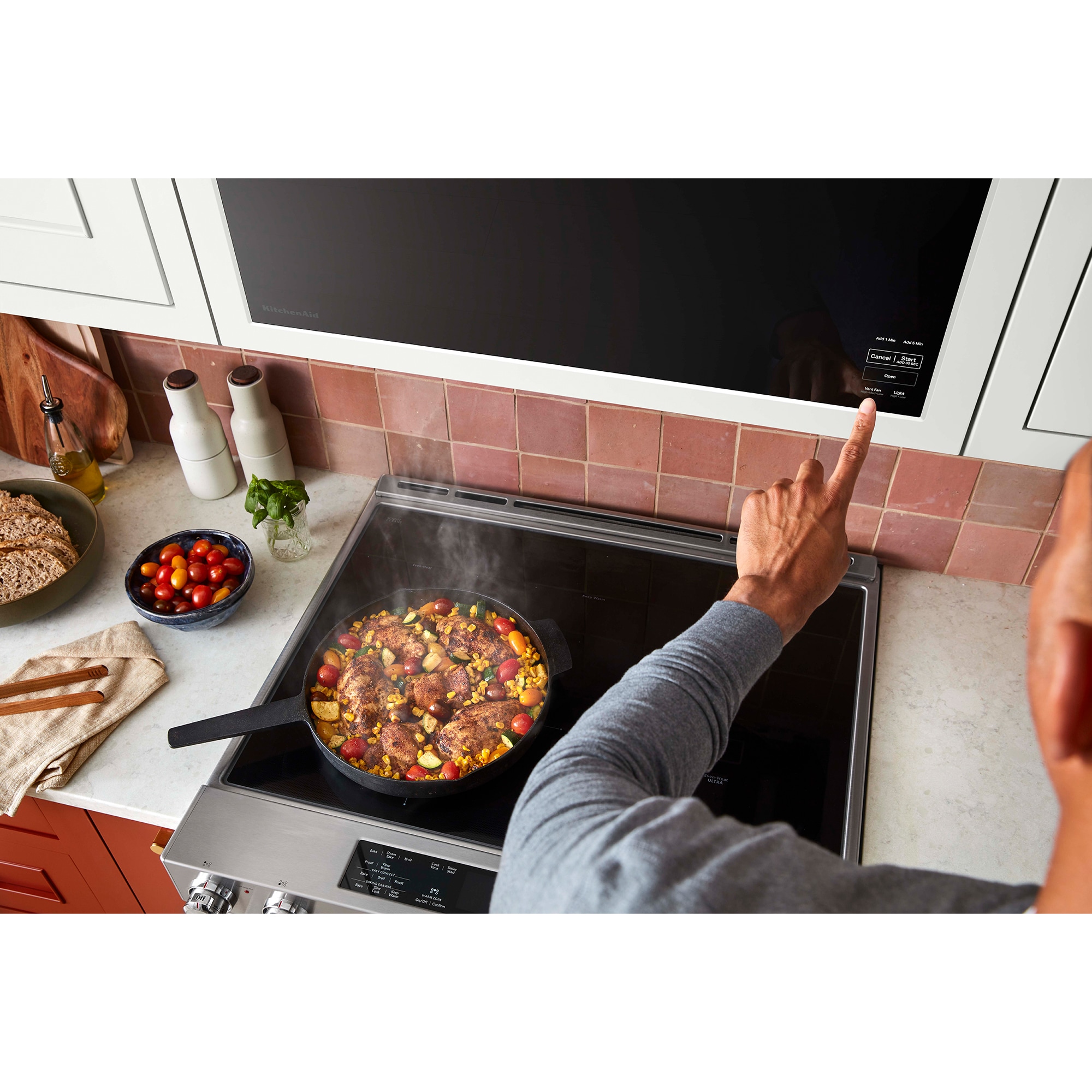 KitchenAid 30 in. 1.1 cu. ft. 1000W Over-the-Range Microwave with 400 CFM & Sensor Cooking - White, White, hires