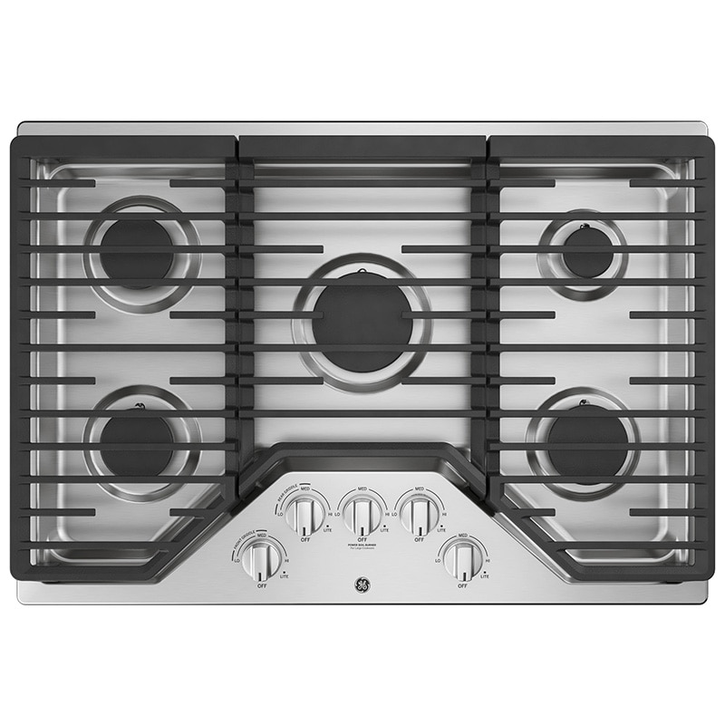 GE 30 in. 5-Burner Natural Gas Cooktop with Simmer Burner & Power Burner - Stainless Steel, Stainless Steel, hires