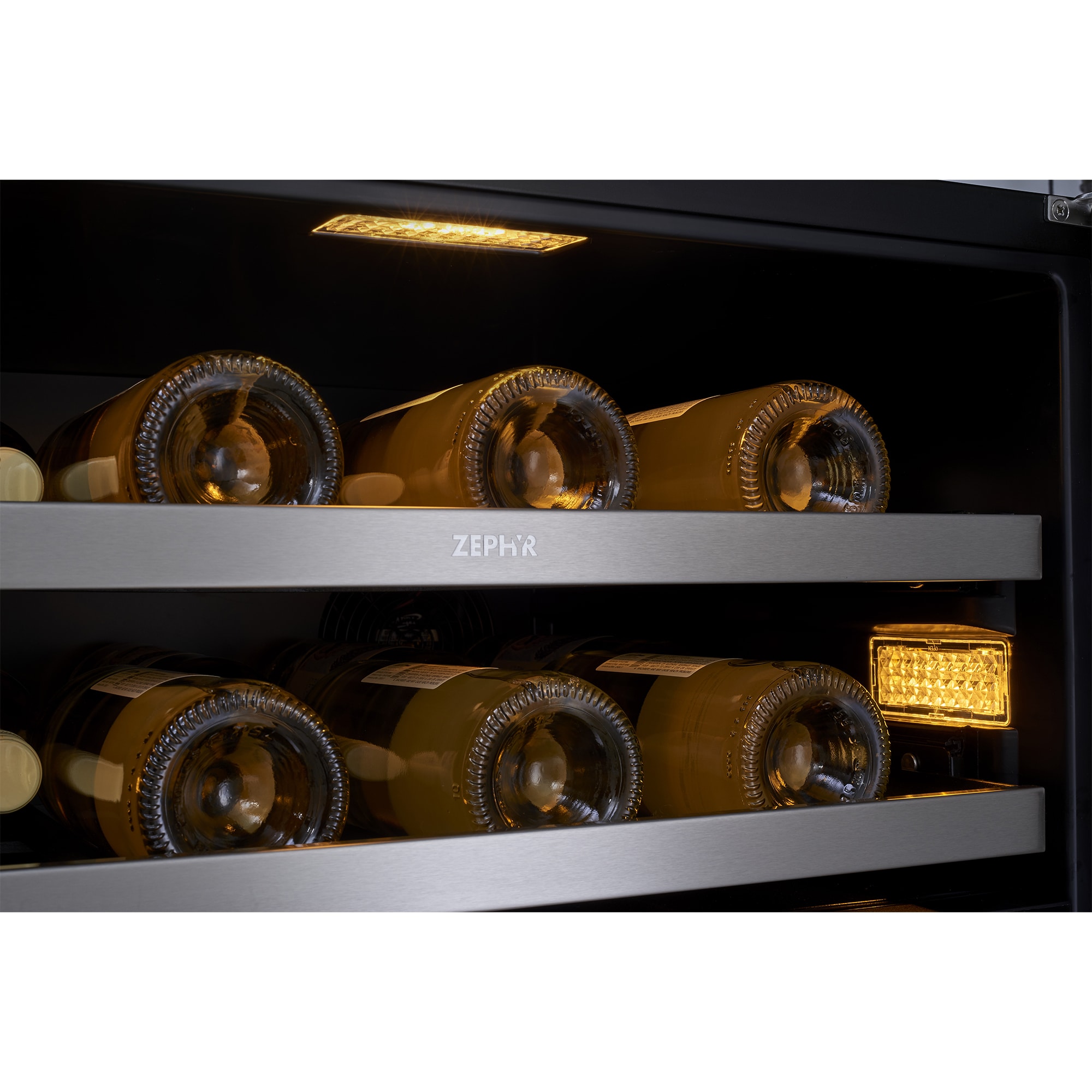 Zephyr Presrv Series 24 in. Wine Cooler with Wood Racks, Dual Temperature Zones & 59 Bottle Capacity - Stainless Steel, , hires