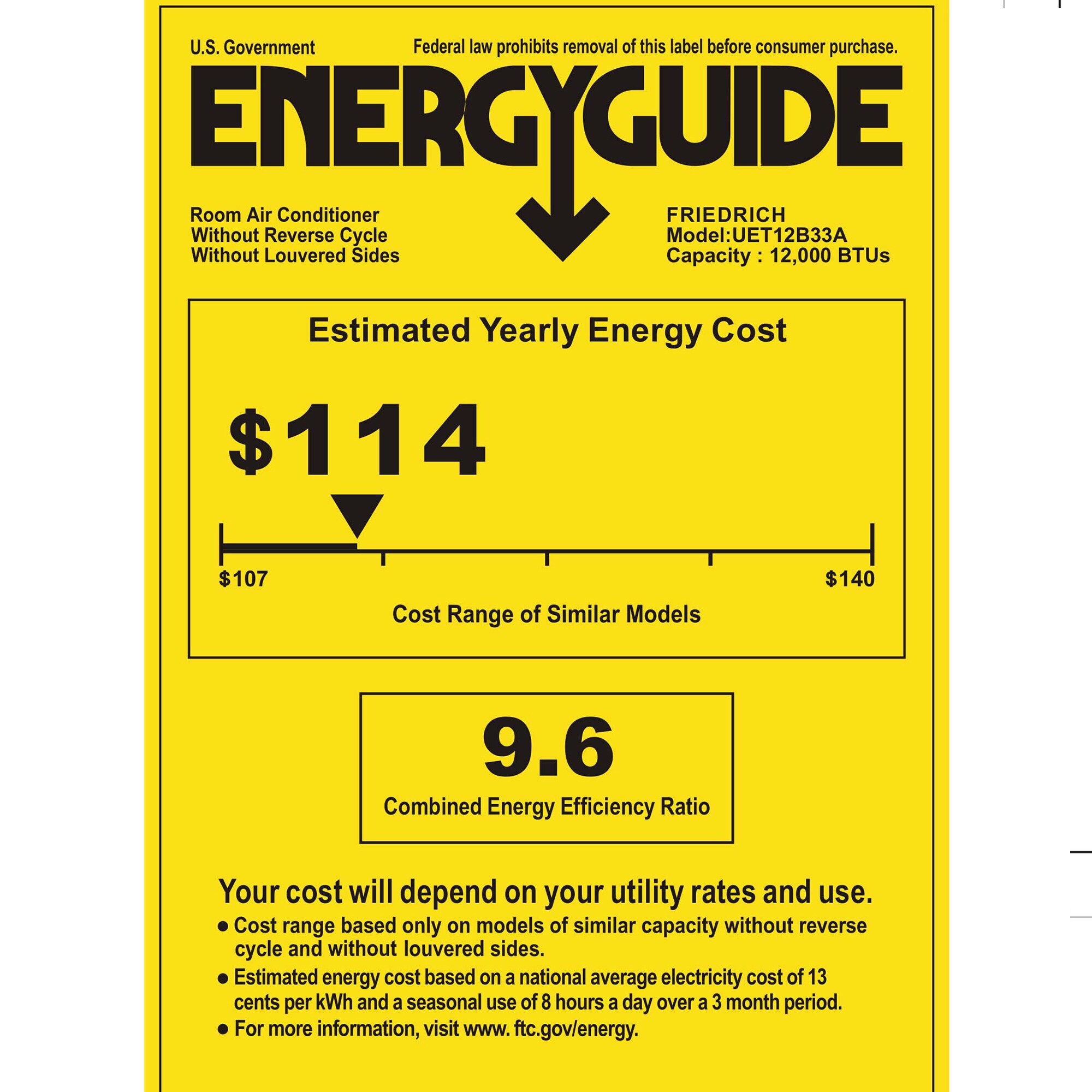 Friedrich Uni-Fit Series 12,000 BTU 230V Smart Through-the-Wall Air Conditioner with Electric Heat, 3 Fan Speeds, Remote Control - White, , hires