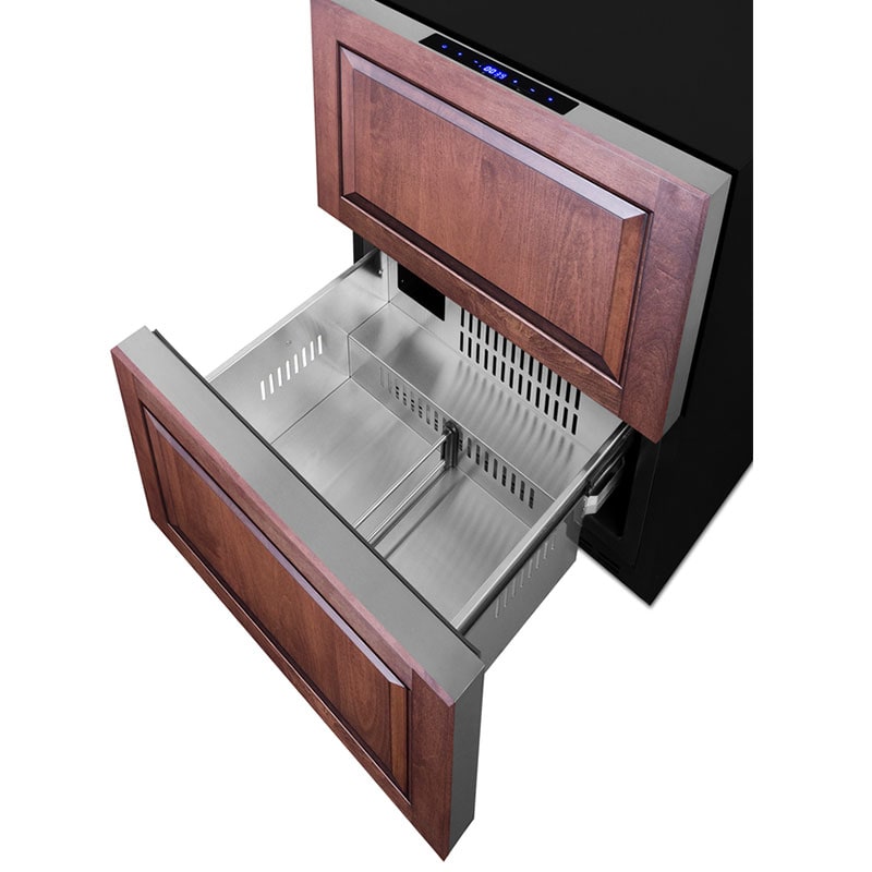 Summit 24 in. 3.3 cu. ft. Outdoor Double Refrigerator & Freezer Drawer - Custom Panel Ready, , hires