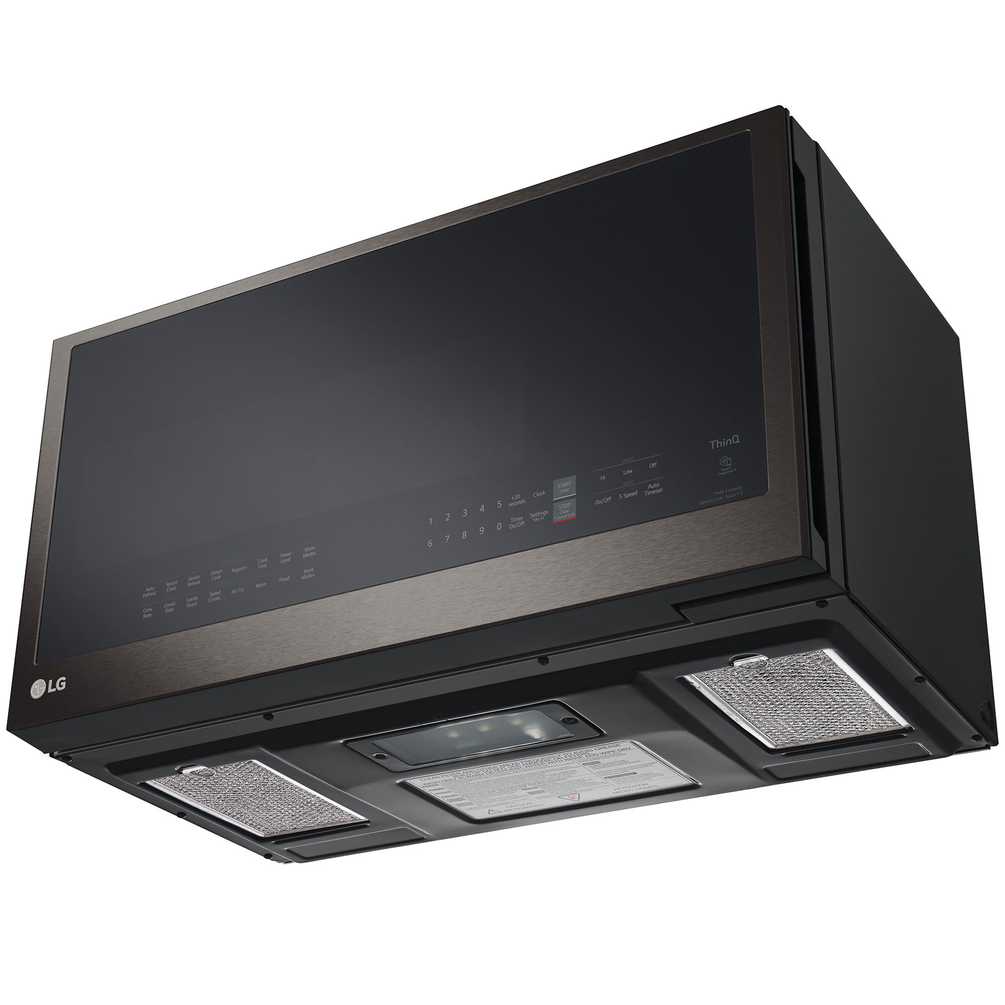 LG 30 in. 1.7 cu. ft. 950W Smart Over-the-Range Microwave with 300 CFM, Convection & Sensor Cooking - PrintProof Black Stainless Steel, PrintProof Black Stainless Steel, hires