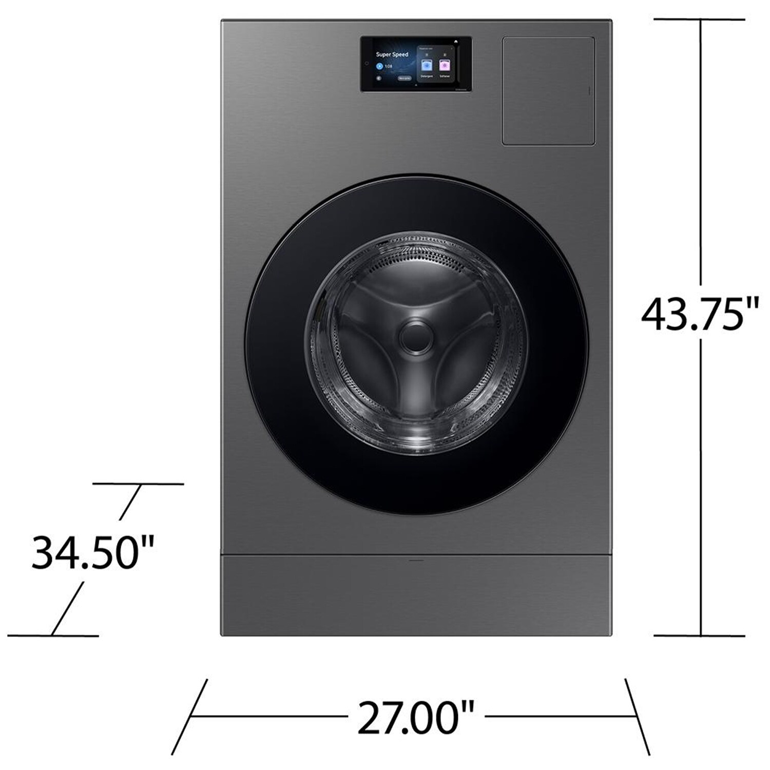 Samsung Bespoke 27 in. 5.3 cu. ft. Smart Electric Front Load AI All-in-one Combo with Sanitize and Steam Cycle - Dark Steel, Dark Steel, hires
