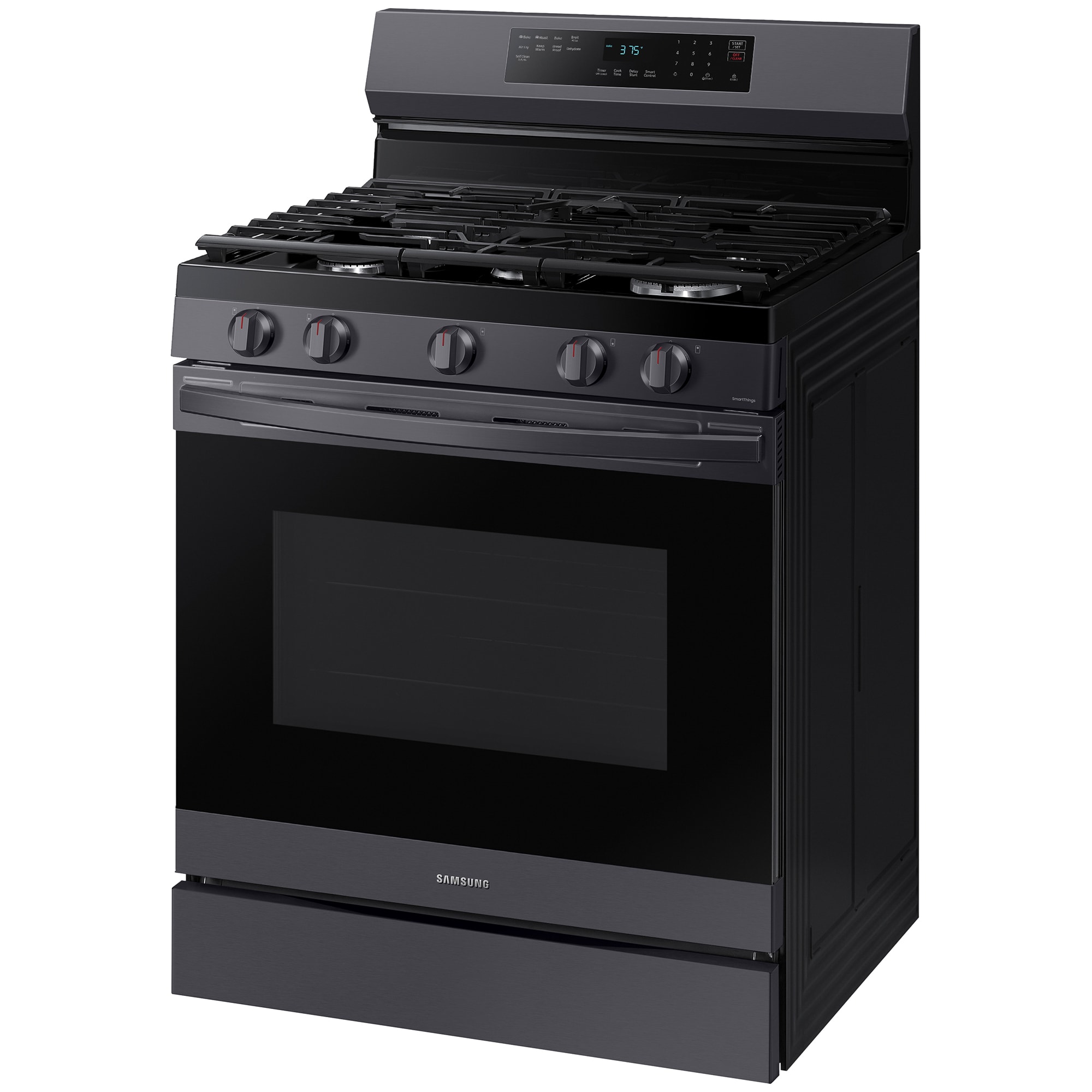Samsung 30 in. 6 cu. ft. Smart Air Fry Standard Convection Gas Range with 5 Sealed Burners & Griddle - Black Stainless, Black Stainless, hires