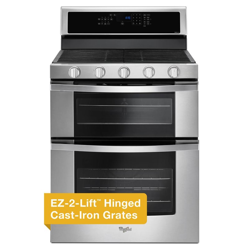 Whirlpool 30 in. 6 cu. ft. True European Convection Double Oven Gas Range with 5 Sealed Burners - Stainless Steel, Stainless Steel, hires