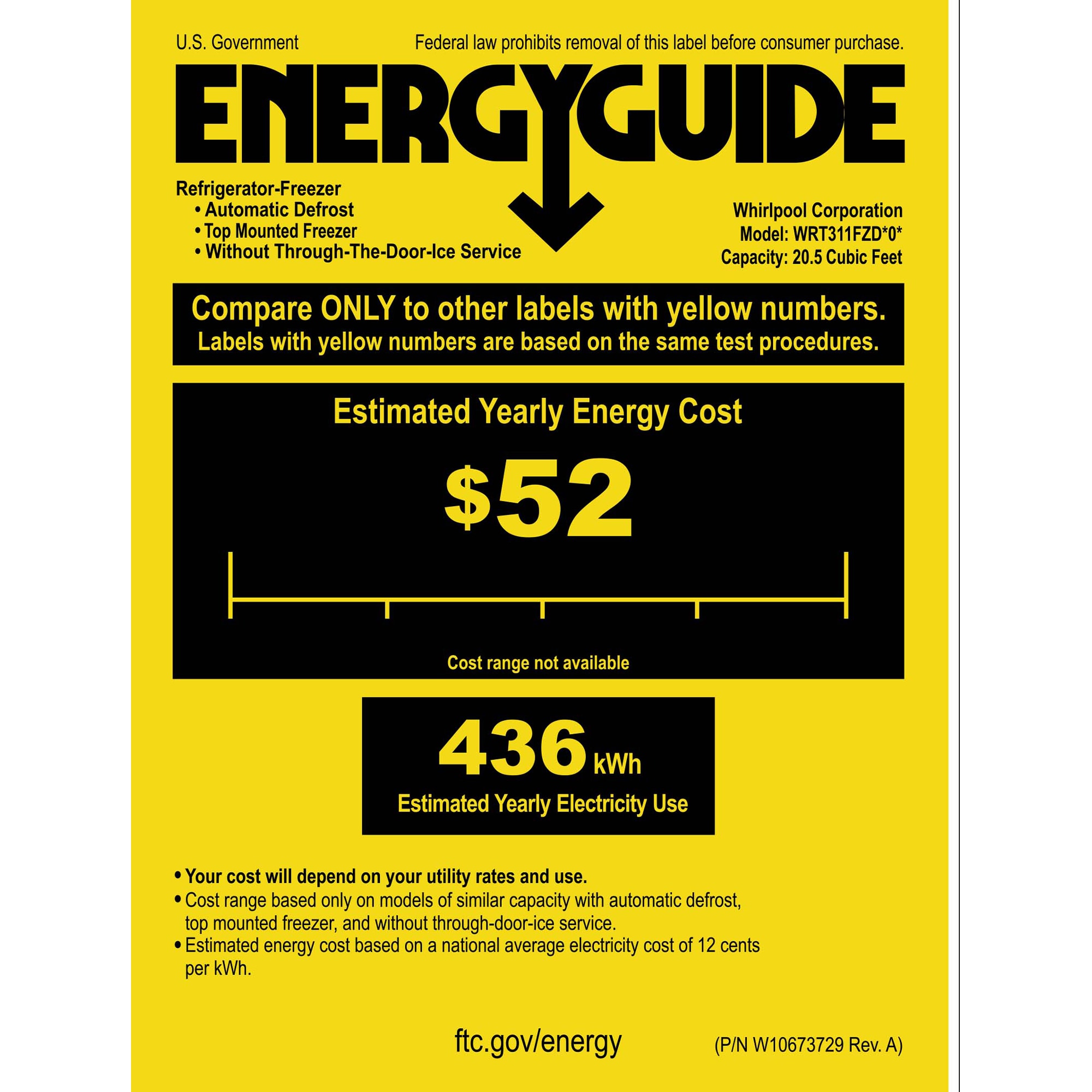 Whirlpool 33 in. 20.5 cu. ft. Top Freezer Refrigerator - White, White, hires