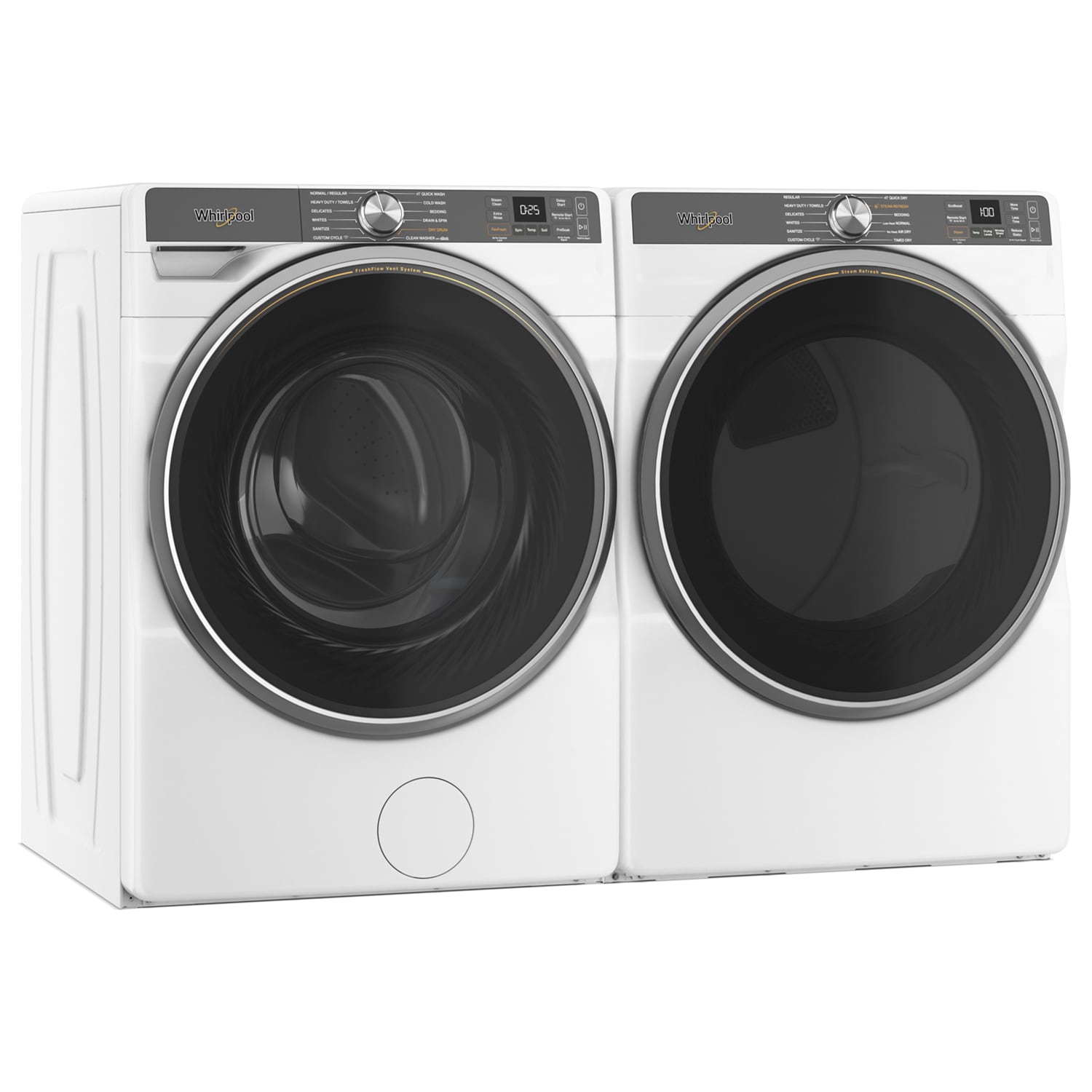 Whirlpool 27 in. 5.0 cu. ft. Smart Stackable Front Load Washer with FreshFlow Vent System, Sanitize & Steam Cycle - White, White, hires