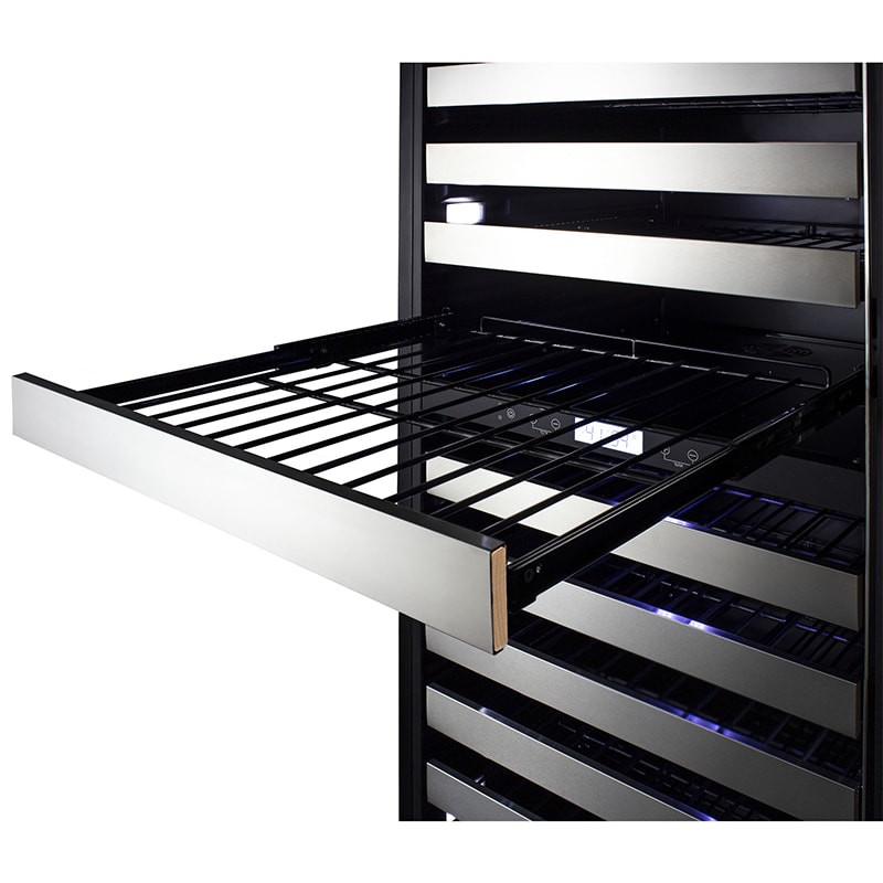 Summit 24 in. Wine Cooler with Wire Racks, Dual Temperature Zones & 163 Bottle Capacity - Stainless Steel, , hires