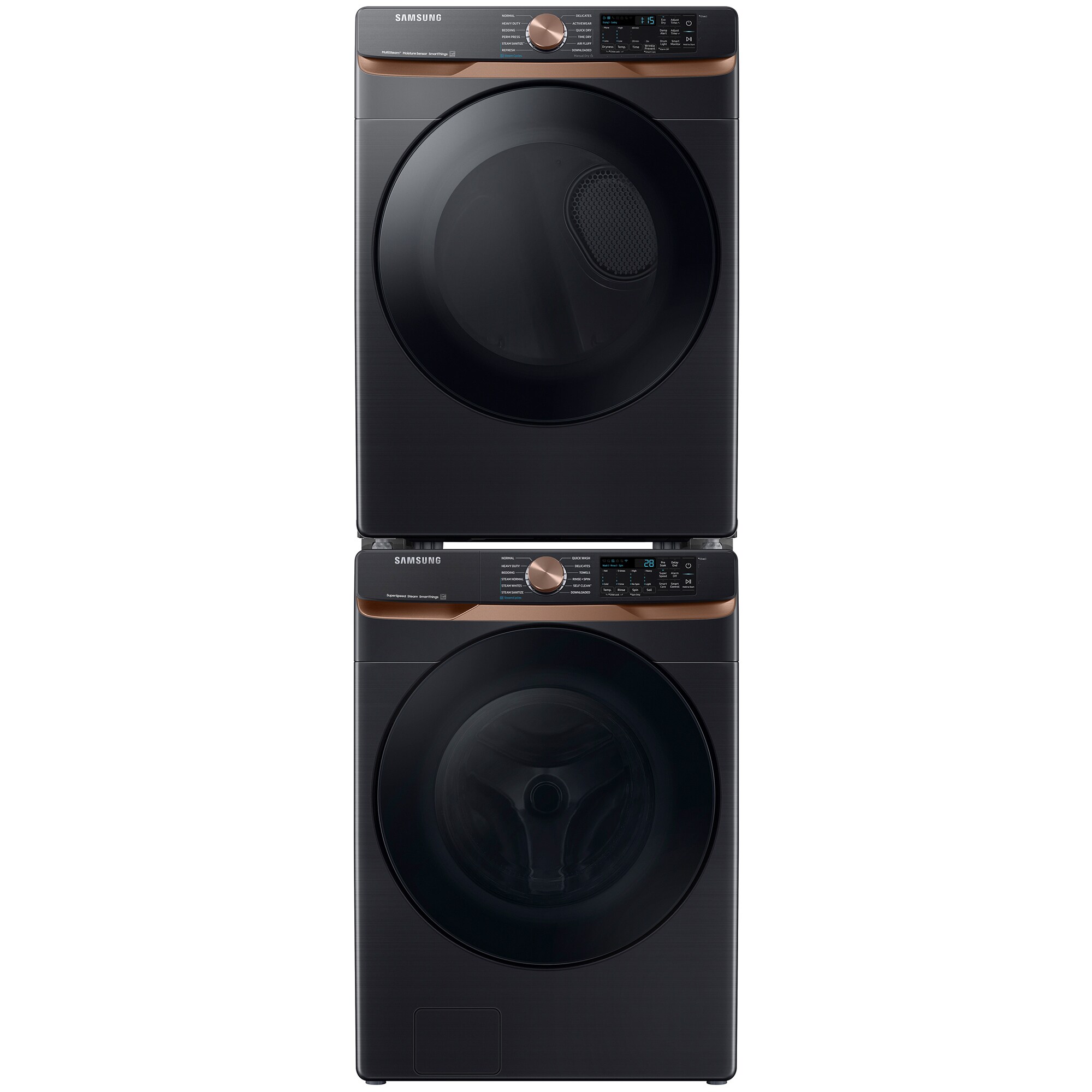 Samsung 27 in. 7.5 cu. ft. Smart Stackable Gas Dryer with Sanitize+, Steam Cycle & Sensor Dry - Brushed Black, Brushed Black, hires