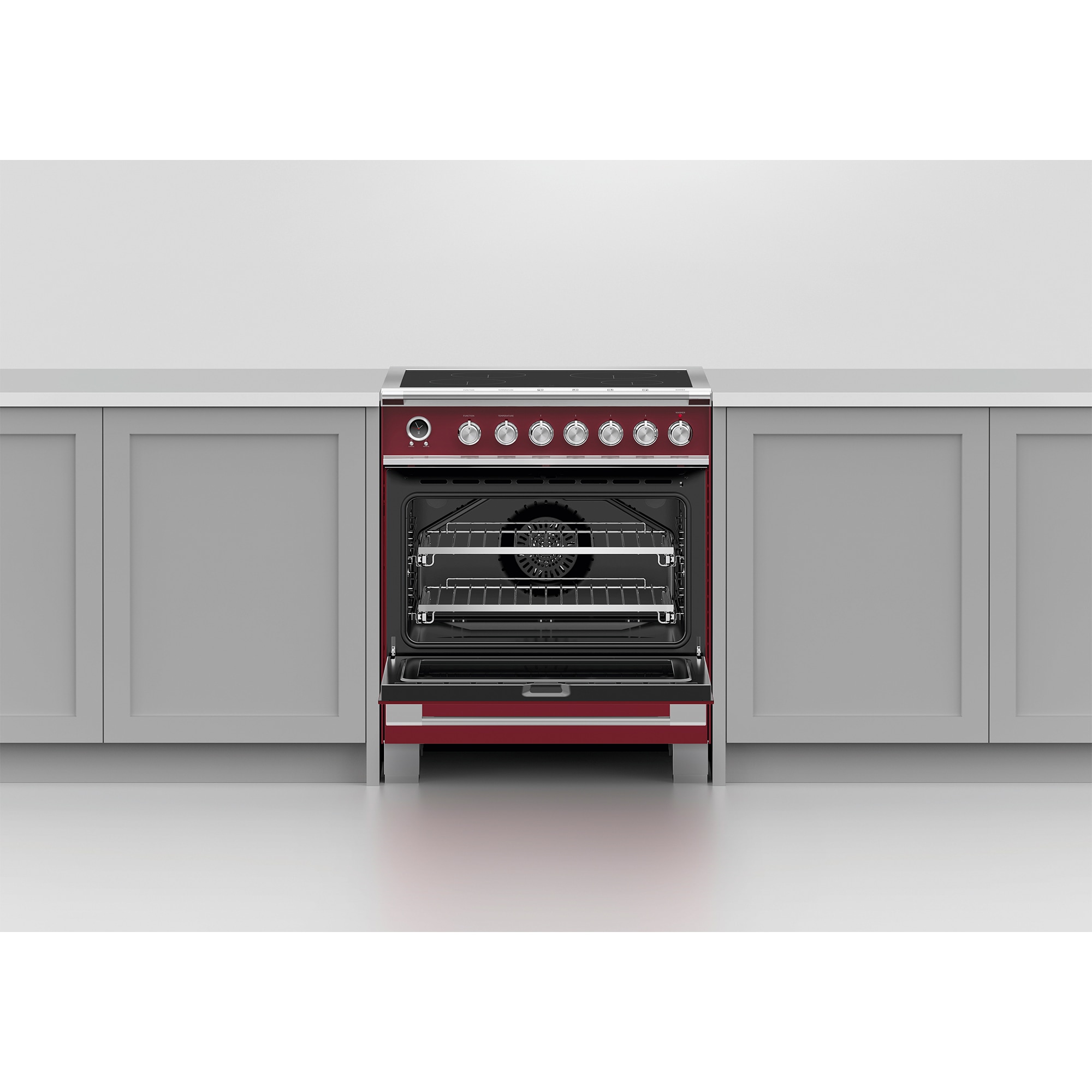 Fisher & Paykel Series 9 Classic 30 in. 3.5 cu. ft. True European Convection Electric Range with 4 Induction Burners - Red, , hires