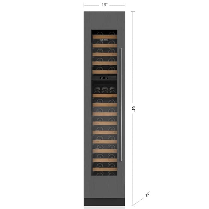 Sub-Zero Designer Series 18 in. Built-in Smart Wine Column Storage with Wood Racks, Dual Temperature Zones & 59 Bottle Capacity - Custom Panel Ready, , hires